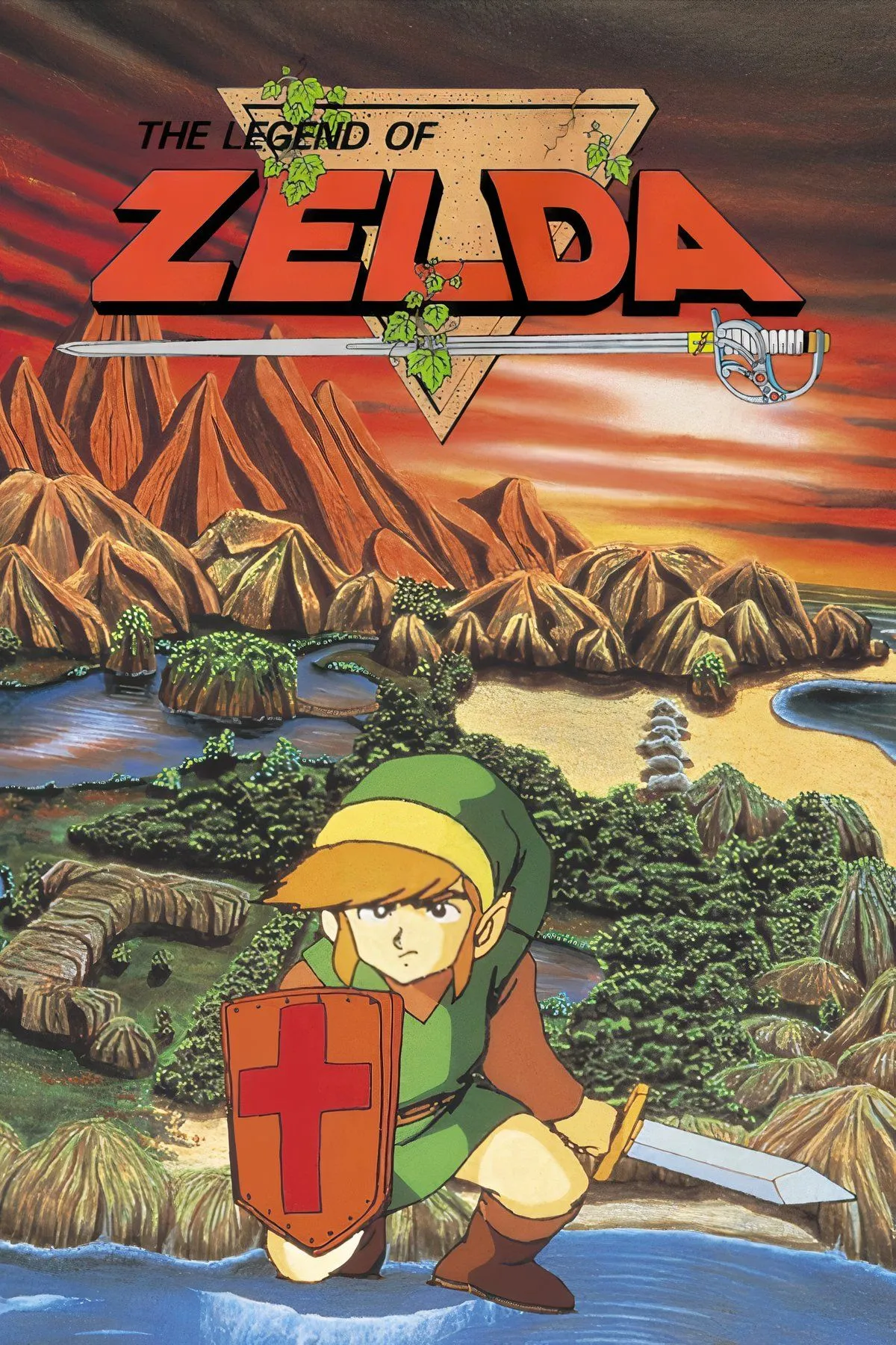 Màn hình game The Legend of Zelda gốc trên NES, một tựa game hành động phiêu lưu kinh điển