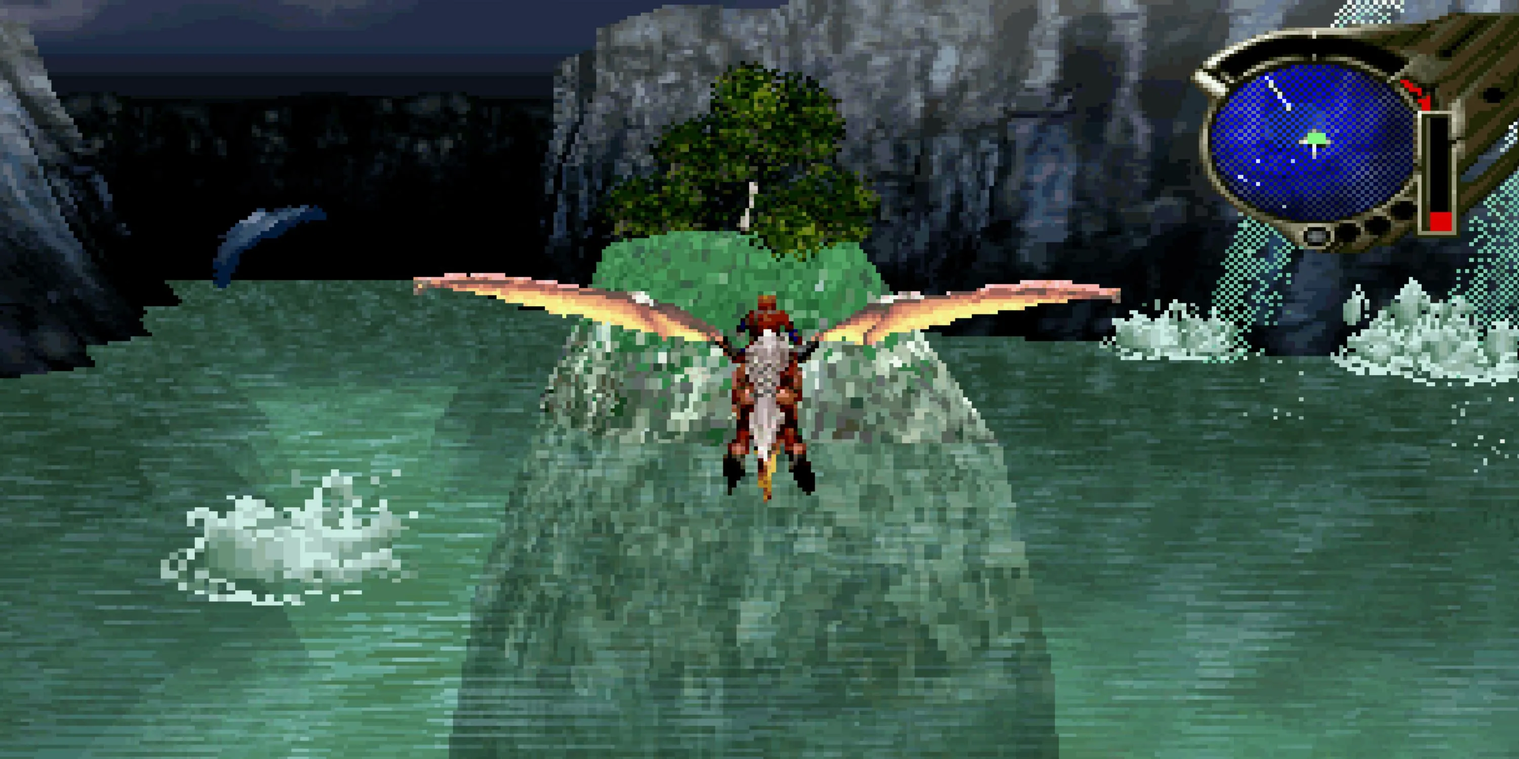 Màn hình giới thiệu hoặc cảnh cutscene đầy kịch tính từ tựa game Panzer Dragoon Saga, biểu tượng của Sega Saturn.