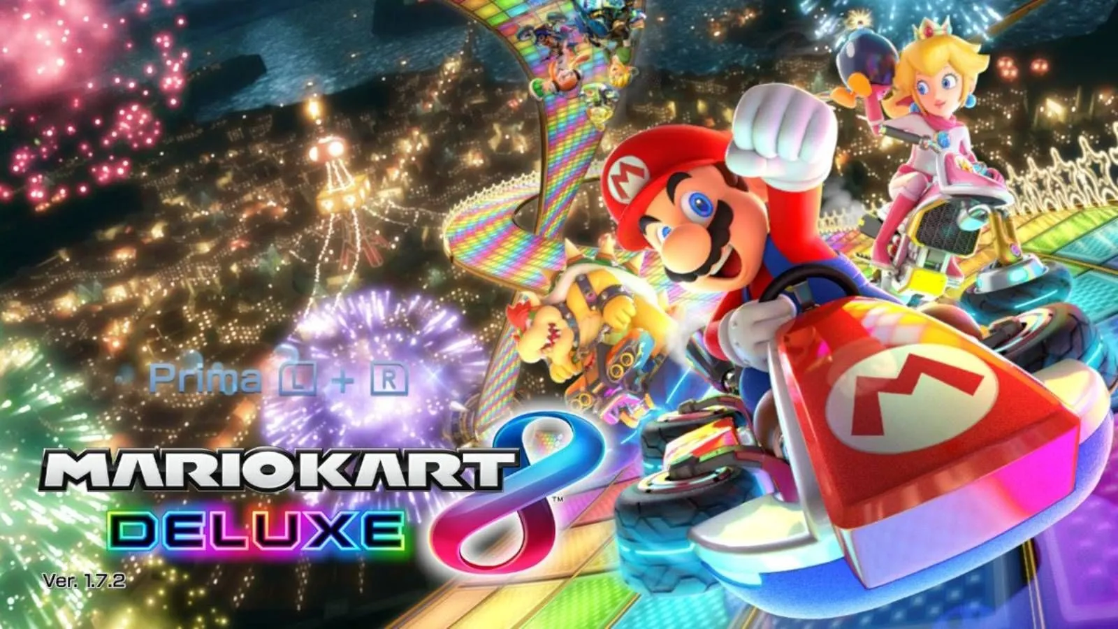 Màn hình tiêu đề game đua xe Mario Kart 8 Deluxe, một trong những tựa game được hưởng lợi từ thời gian tải nhanh trên Nintendo Switch 2.