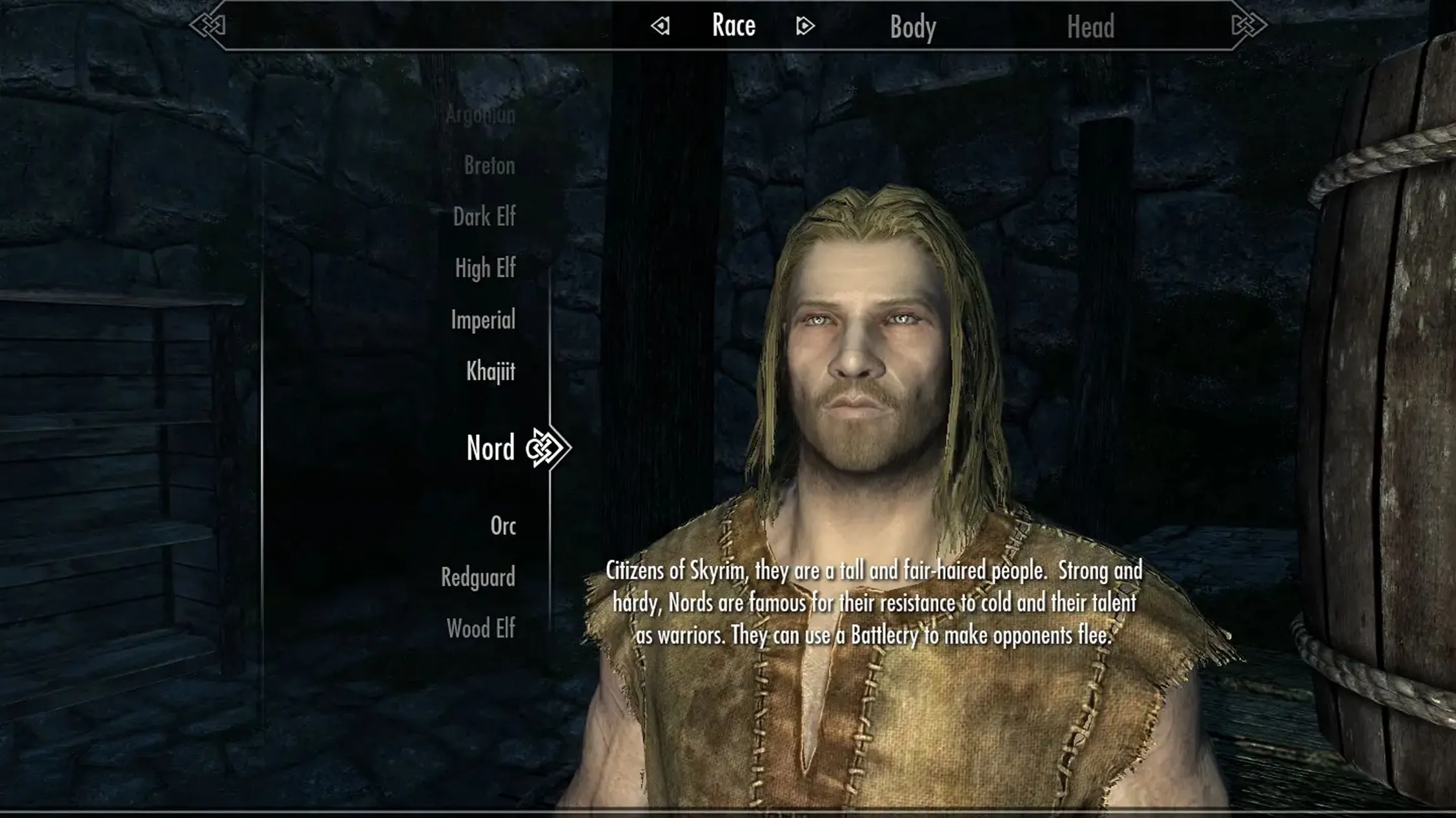 Màn hình tùy chọn khởi đầu mới của mod Alternate Start, giúp người chơi bỏ qua phần giới thiệu Skyrim