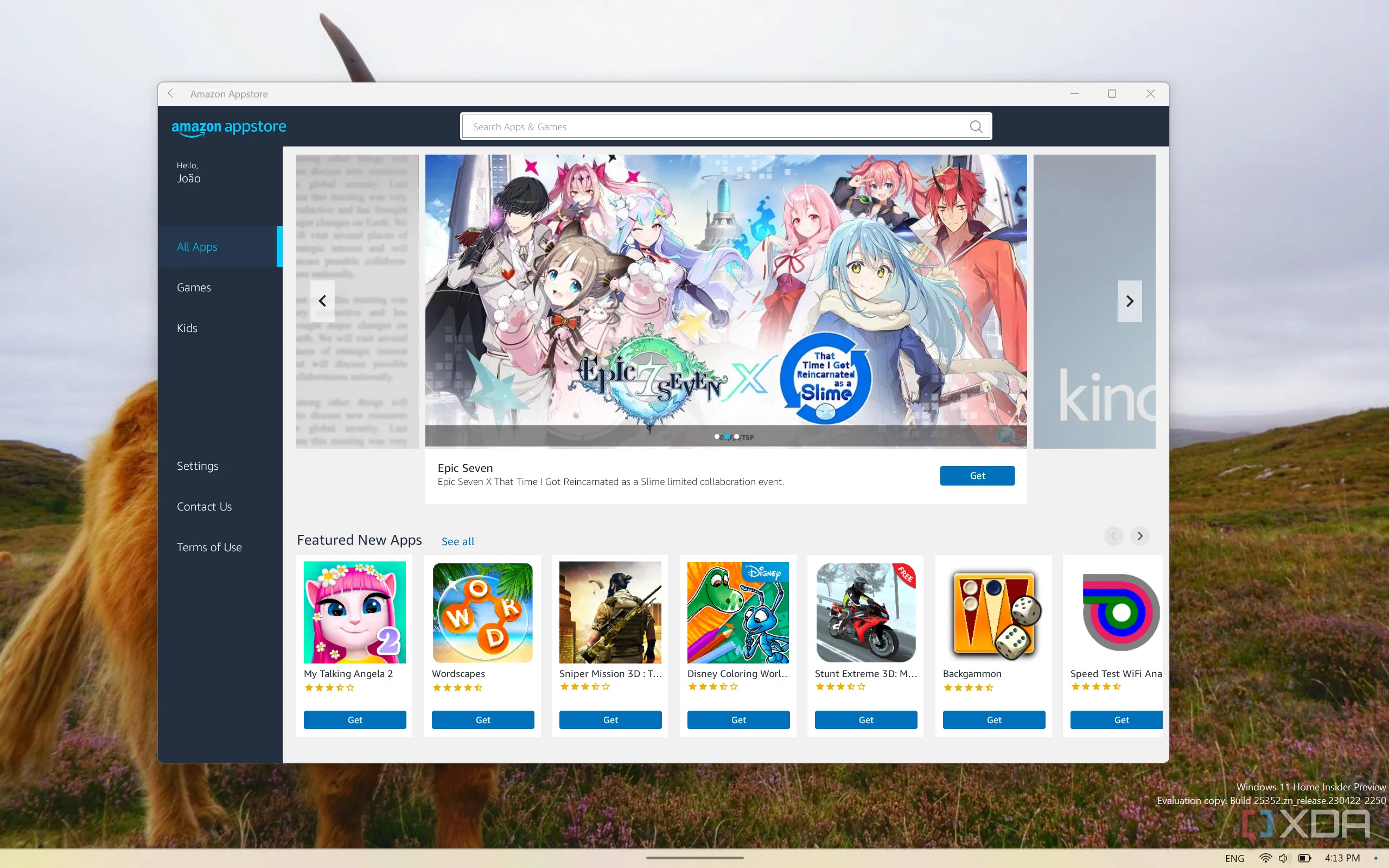 Màn hình Windows 11 hiển thị Amazon Appstore, nhấn mạnh hạn chế về kho ứng dụng và trải nghiệm người dùng