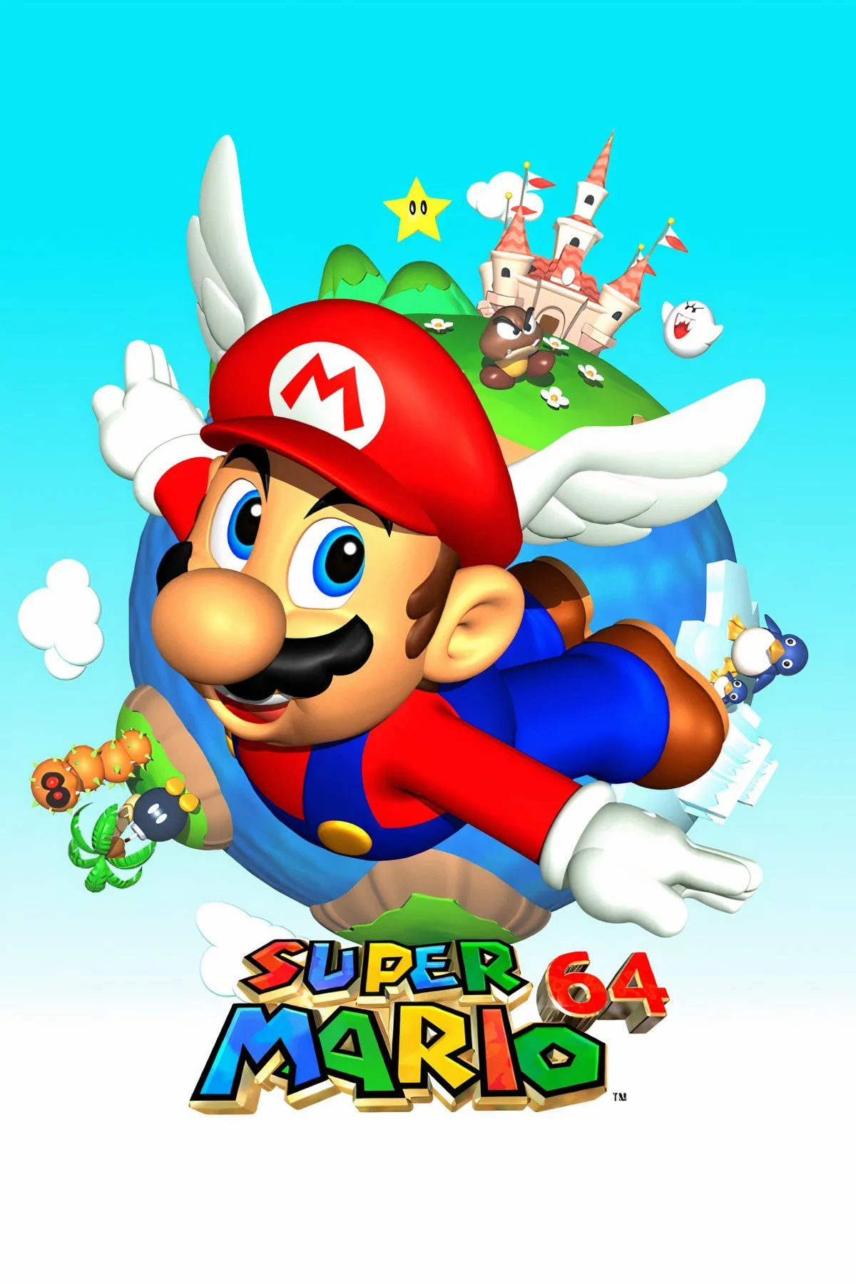Mario nhảy trong Super Mario 64 trên Nintendo 64