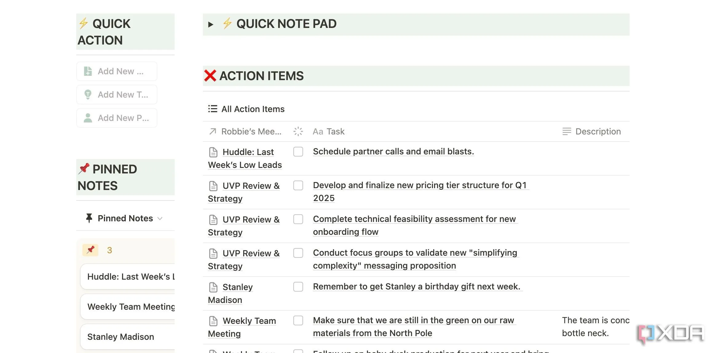 Mẫu 'Meeting notes' (Ghi chú cuộc họp) trong thư viện template của Notion, giúp tổ chức thông tin hiệu quả.