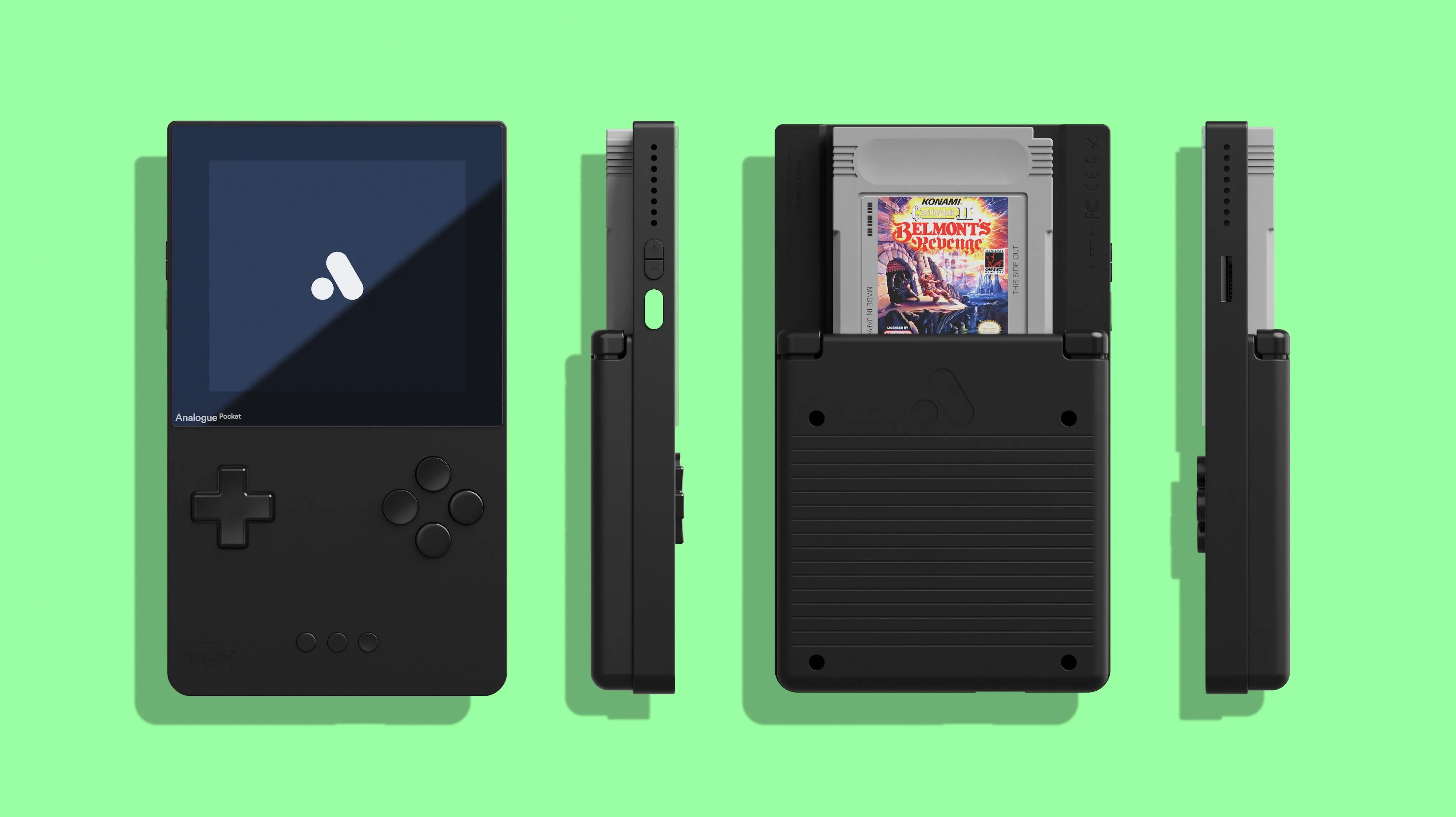 Máy chơi game cầm tay Analogue Pocket nhìn từ nhiều góc độ, đại diện cho thế hệ console FPGA hiện đại tái hiện trải nghiệm retro