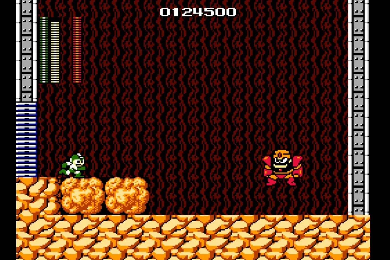 Mega Man chiến đấu với boss trong game NES