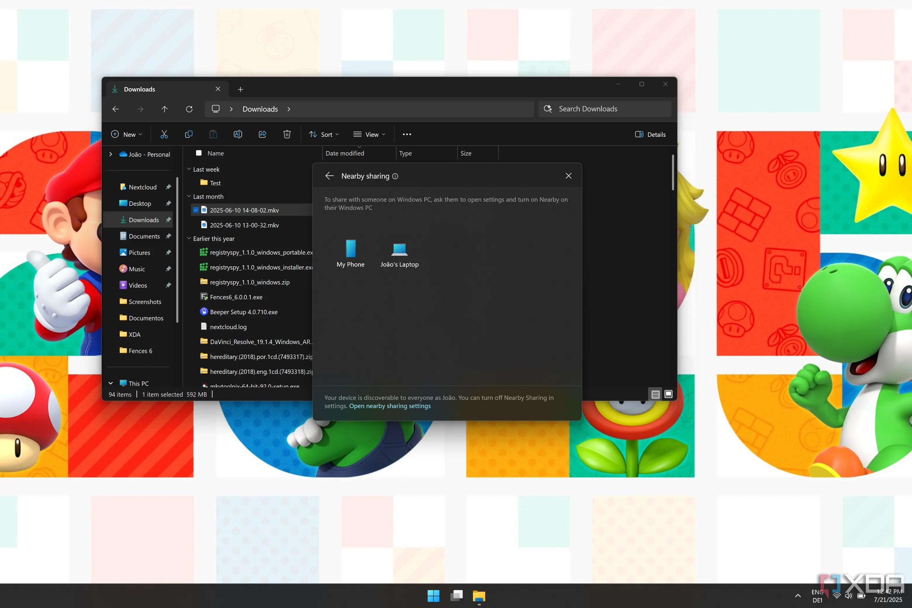 Menu chia sẻ trong File Explorer trên Windows 11 với các lựa chọn Chia sẻ lân cận