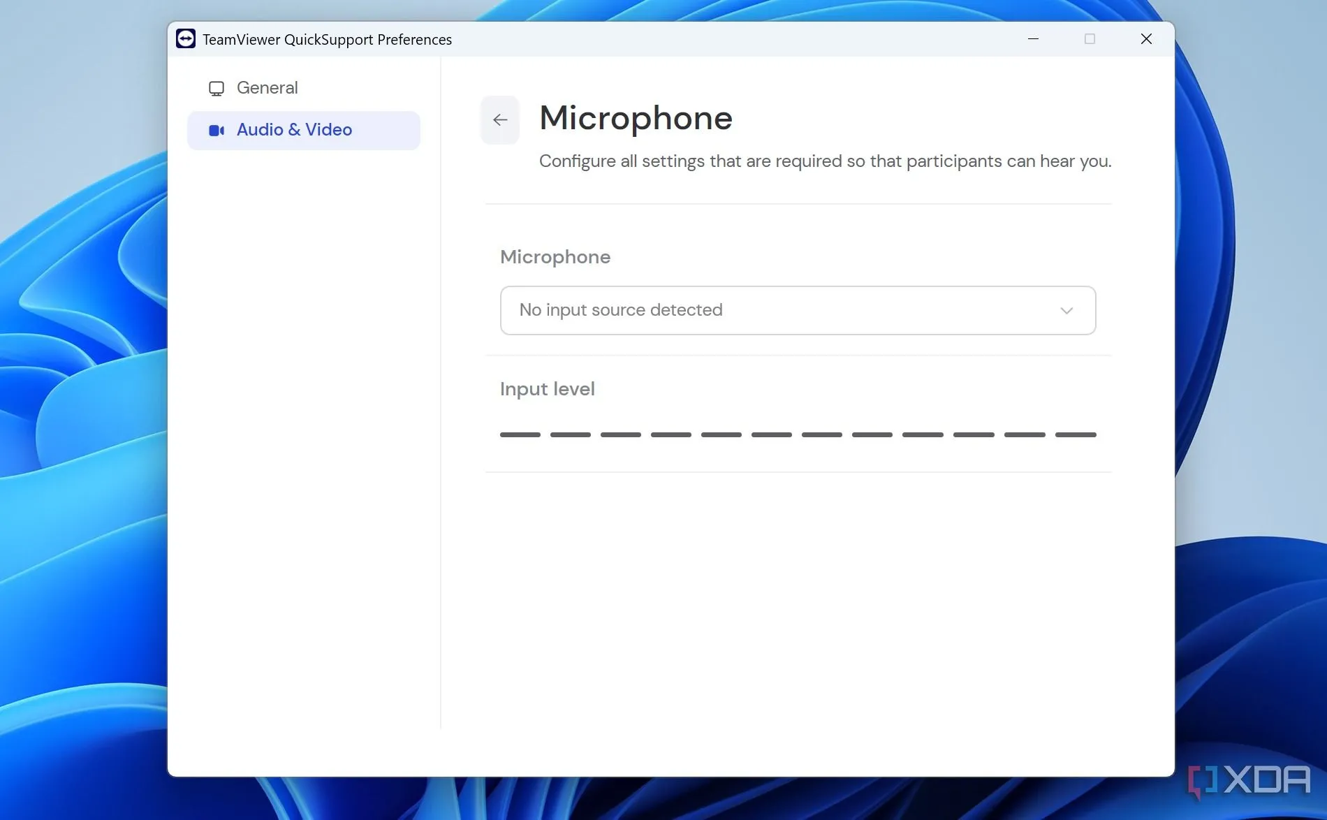 Menu tùy chỉnh microphone trong TeamViewer để cài đặt thiết bị thu âm