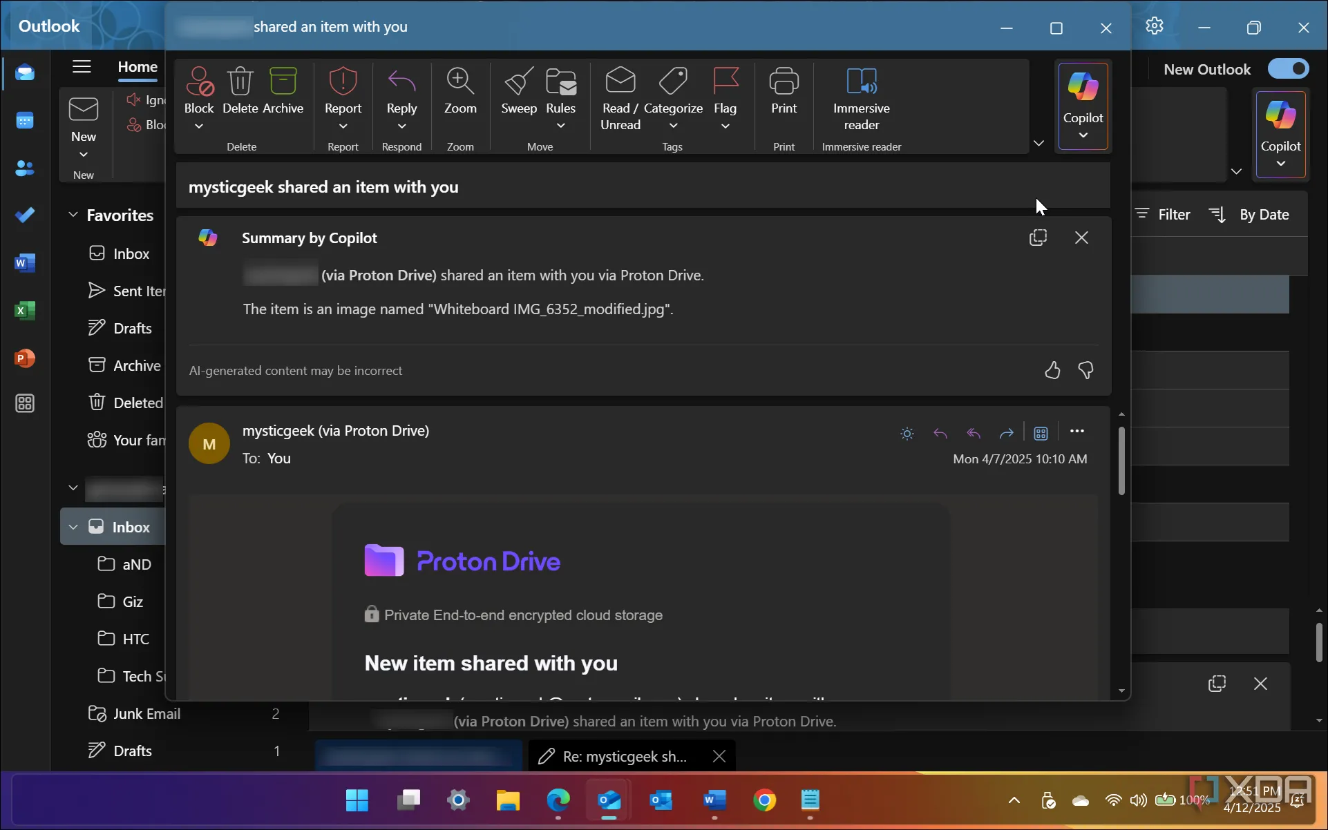 Minh họa email trong ứng dụng Outlook, gợi ý sự cẩn trọng khi xử lý thư điện tử để tránh email lừa đảo.
