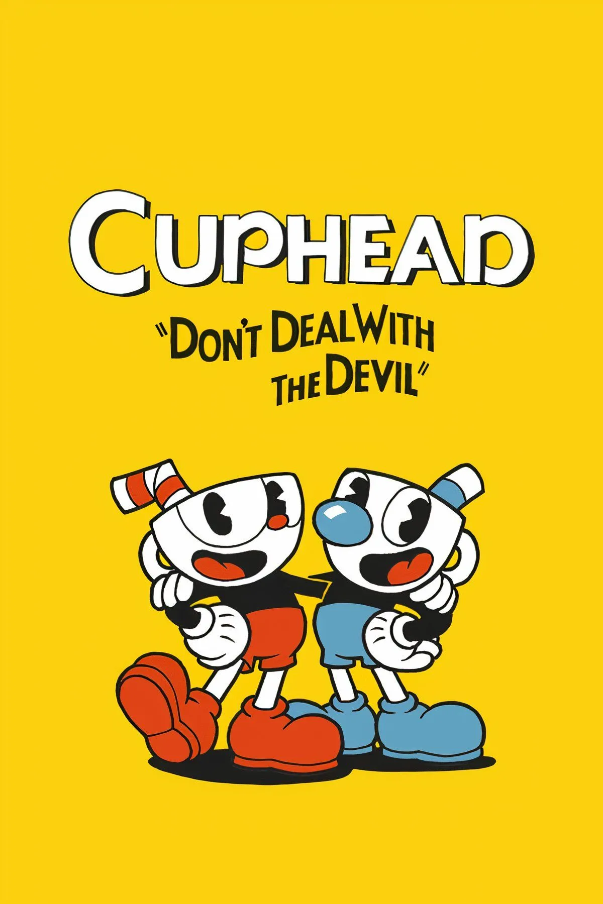 Mix collage với hình ảnh bìa Cuphead, thể hiện phong cách hoạt hình 1930s