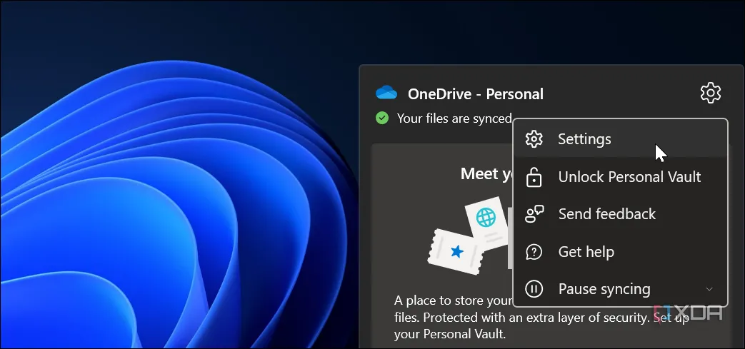 Mở cài đặt OneDrive trên Windows 11 để quản lý Files On-Demand.