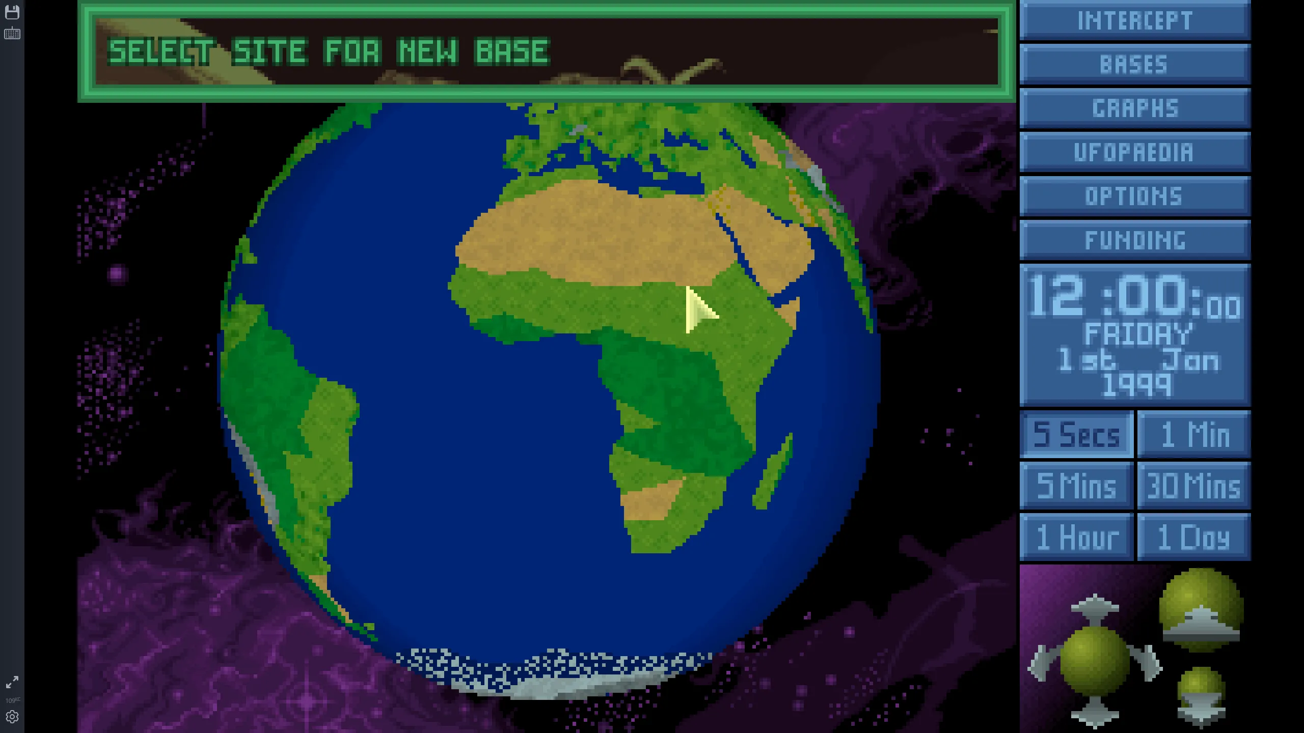 Một trận chiến chiến thuật trong game X-COM: UFO Defense trên DOS.