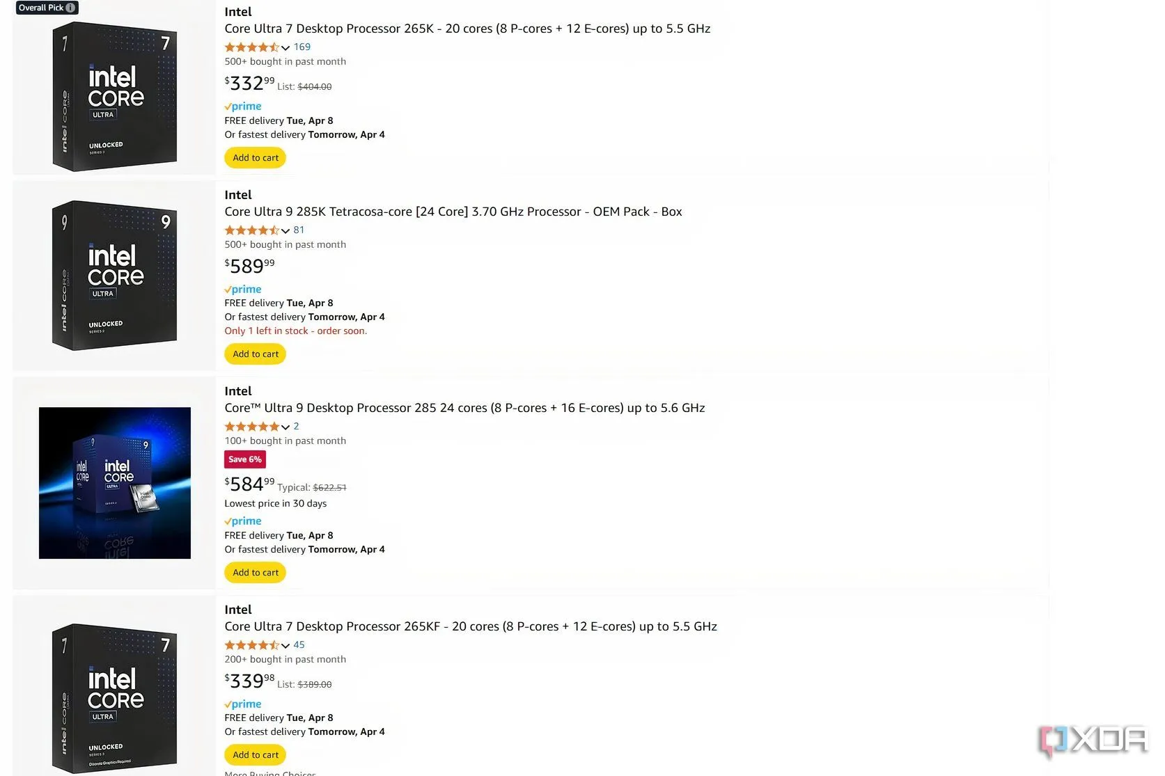 Mức giá CPU Intel Core Ultra (Arrow Lake) trên Amazon chưa thực sự cạnh tranh so với hiệu năng.