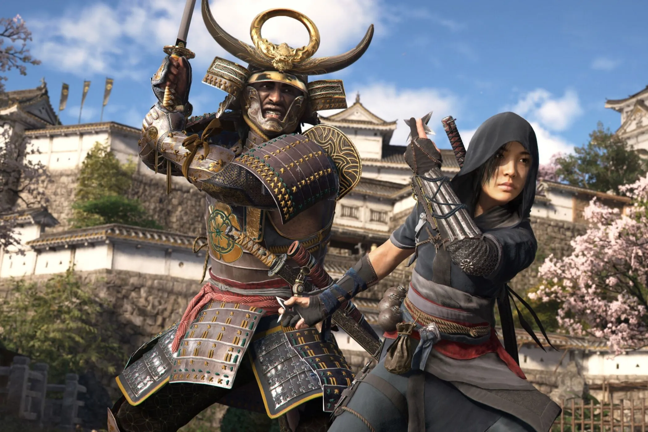 Naoe và Yasuke cùng nhau, minh họa tầm quan trọng của việc lựa chọn nâng cấp kỹ năng phù hợp cho từng nhân vật trong Assassin's Creed Shadows.