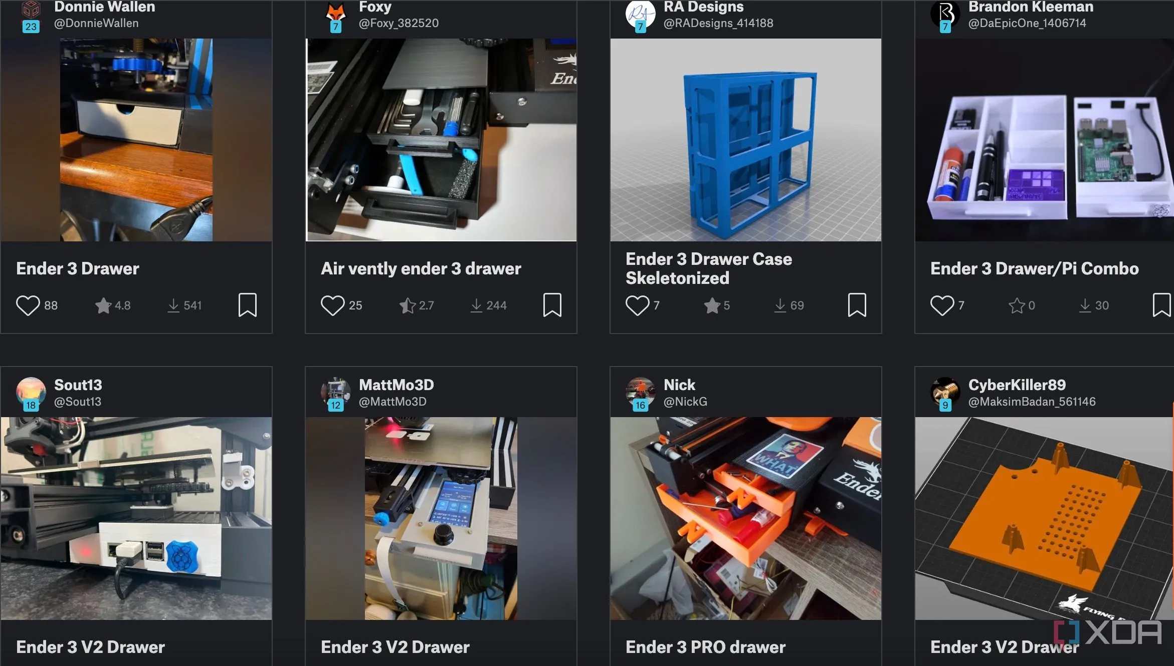 Ngăn kéo lưu trữ dụng cụ nhỏ gọn gắn dưới máy in 3D, giúp sắp xếp các công cụ cần thiết
