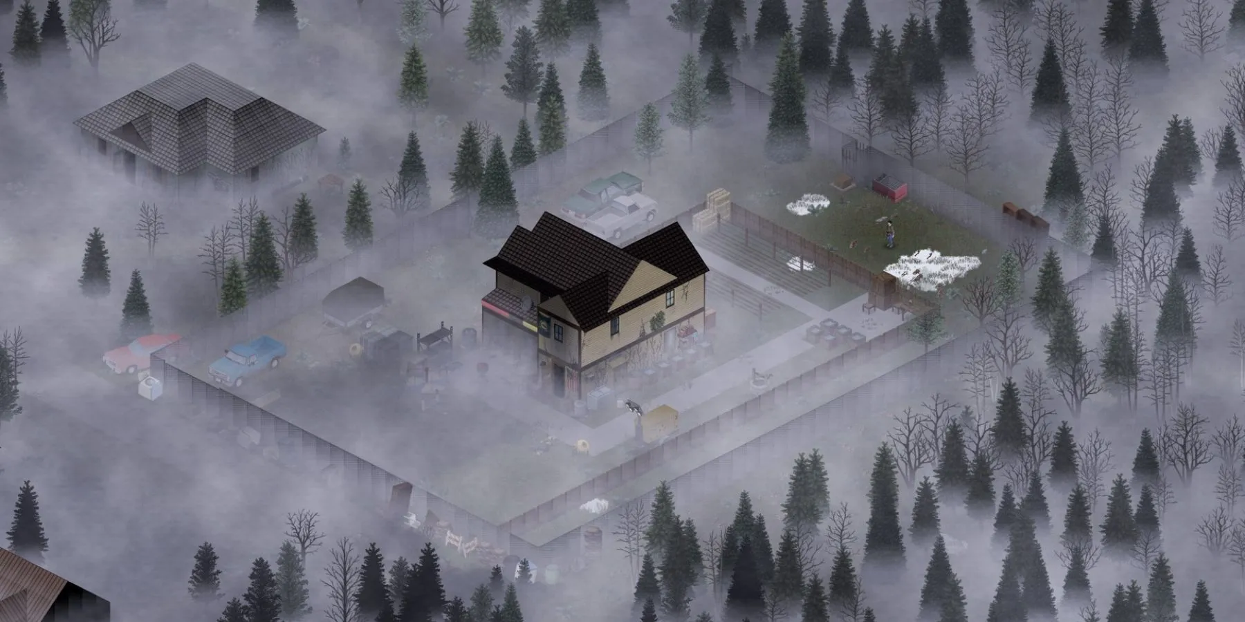 Ngôi nhà bị bao phủ bởi sương mù trong Project Zomboid
