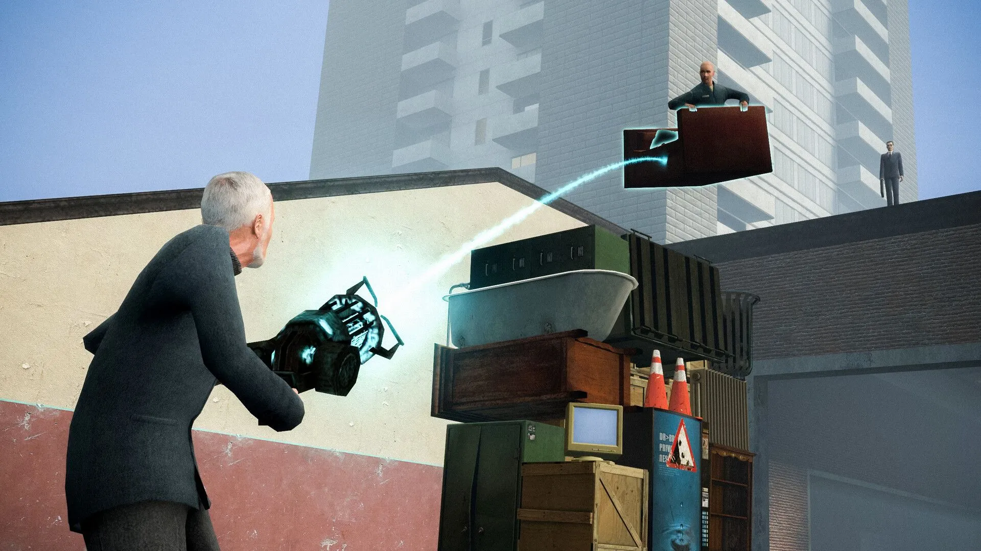 Người chơi tương tác vật lý, nâng một người chơi khác trong game sandbox Garry's Mod.