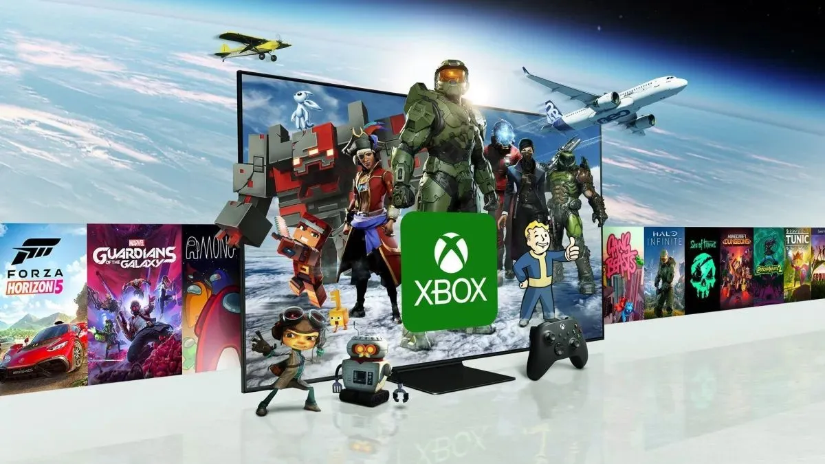 Người dùng trải nghiệm Xbox Cloud Gaming trên TV Samsung, minh họa chiến lược tập trung vào Game Pass và khả năng tiếp cận game đa nền tảng của Microsoft.