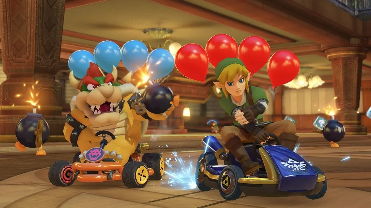 Nhân vật Bowser và Link trong tựa game đua xe Mario Kart 8 Deluxe, một ví dụ điển hình về thành công của các bản port game Wii U trên Nintendo Switch.