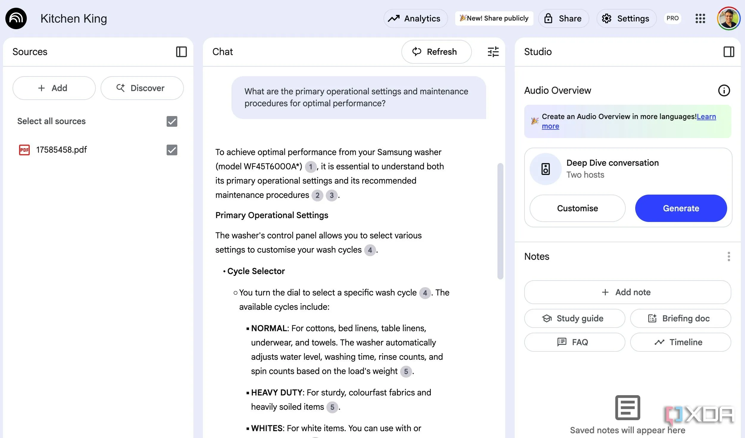 NotebookLM làm trung tâm kiến thức thiết bị gia dụng thông minh