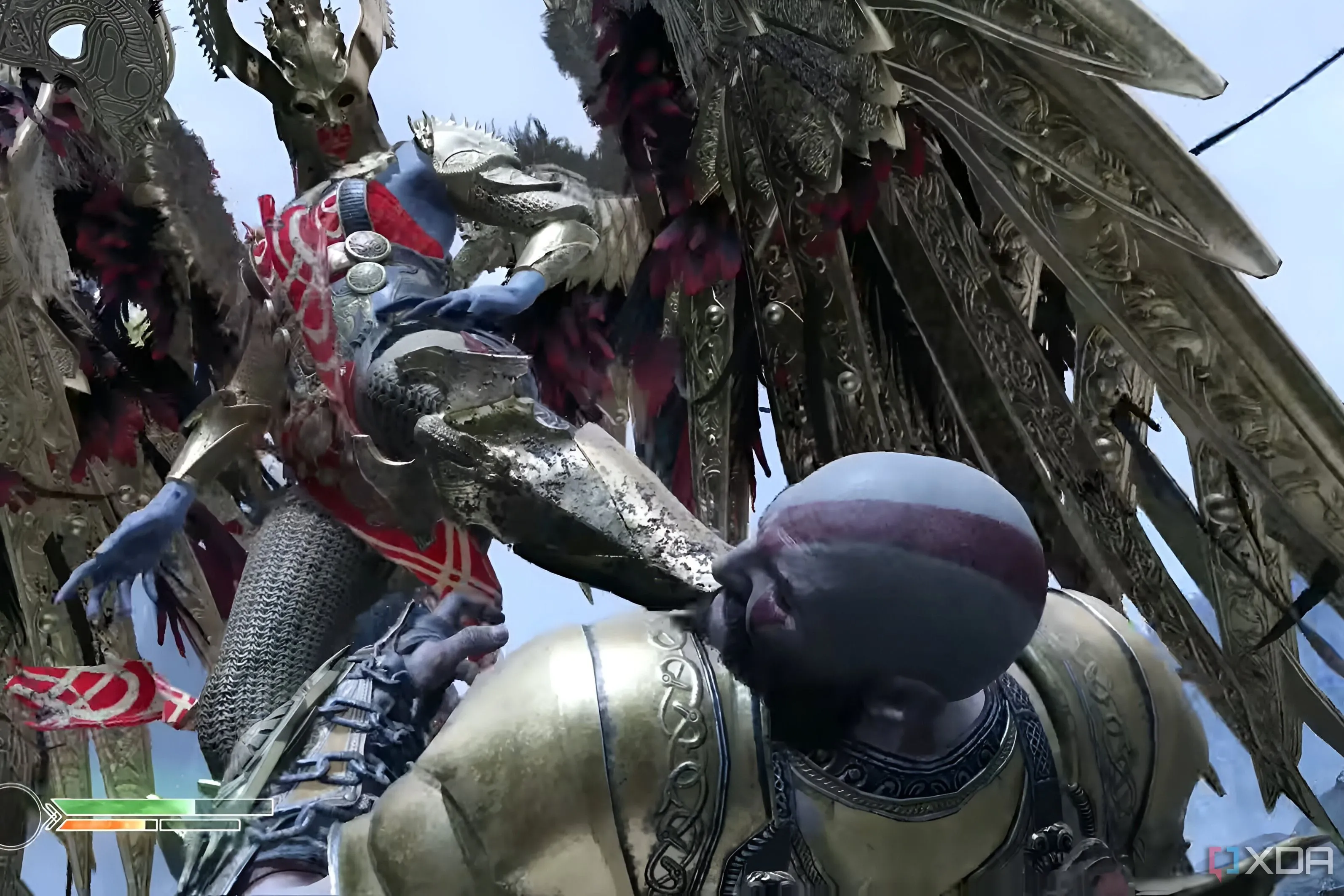 Nữ hoàng Valkyrie Sigrun áp đảo Kratos trong game God of War (2018)