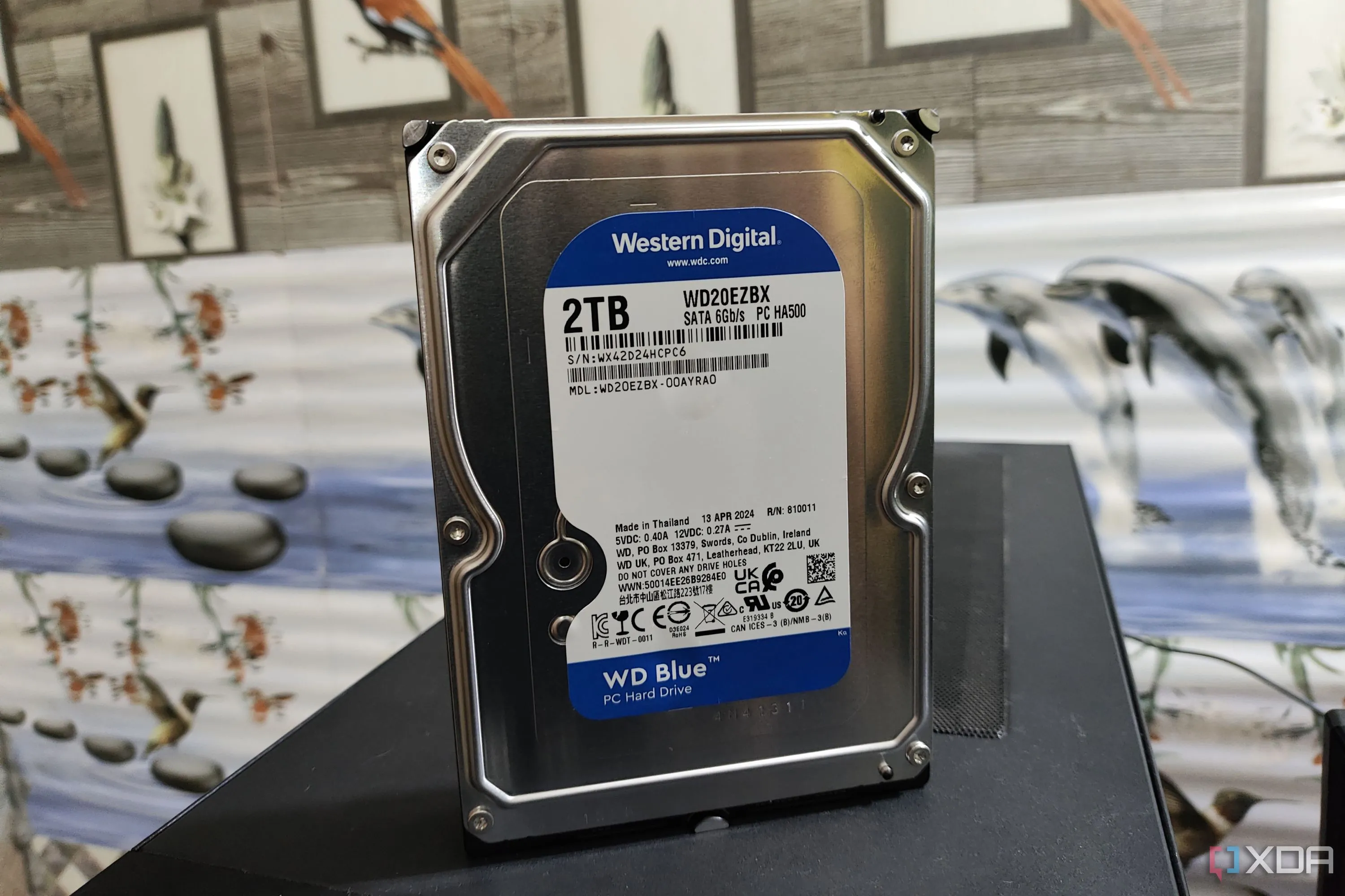Ổ cứng HDD WD Blue đặt trên vỏ máy tính