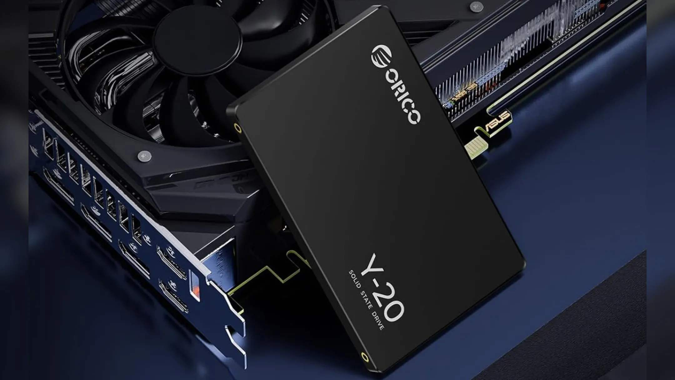 Ổ cứng SSD ORICO 2TB SATA 2.5 Inch Internal Solid State Drive minh họa các cổng kết nối và kích thước