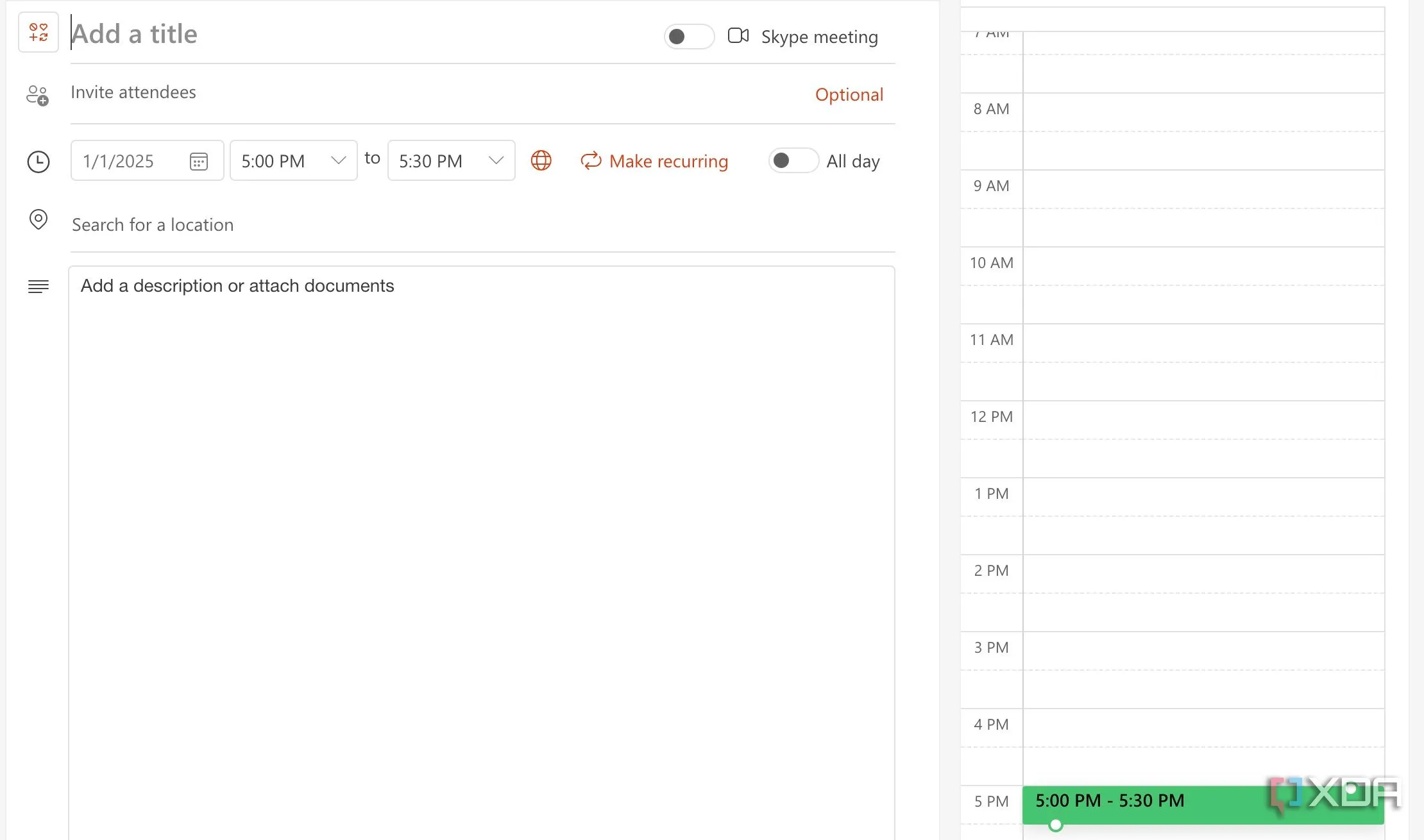 Outlook Calendar hiển thị các khoảng thời gian đệm được lên lịch giữa các cuộc họp, giúp tránh kiệt sức và tăng hiệu quả