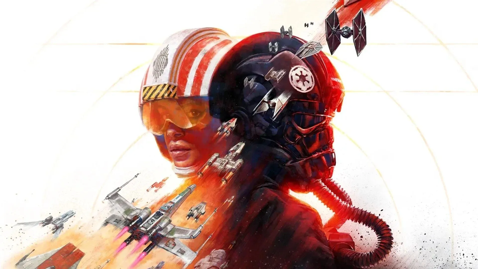 Phi công và logo game Star Wars Squadrons trong không gian