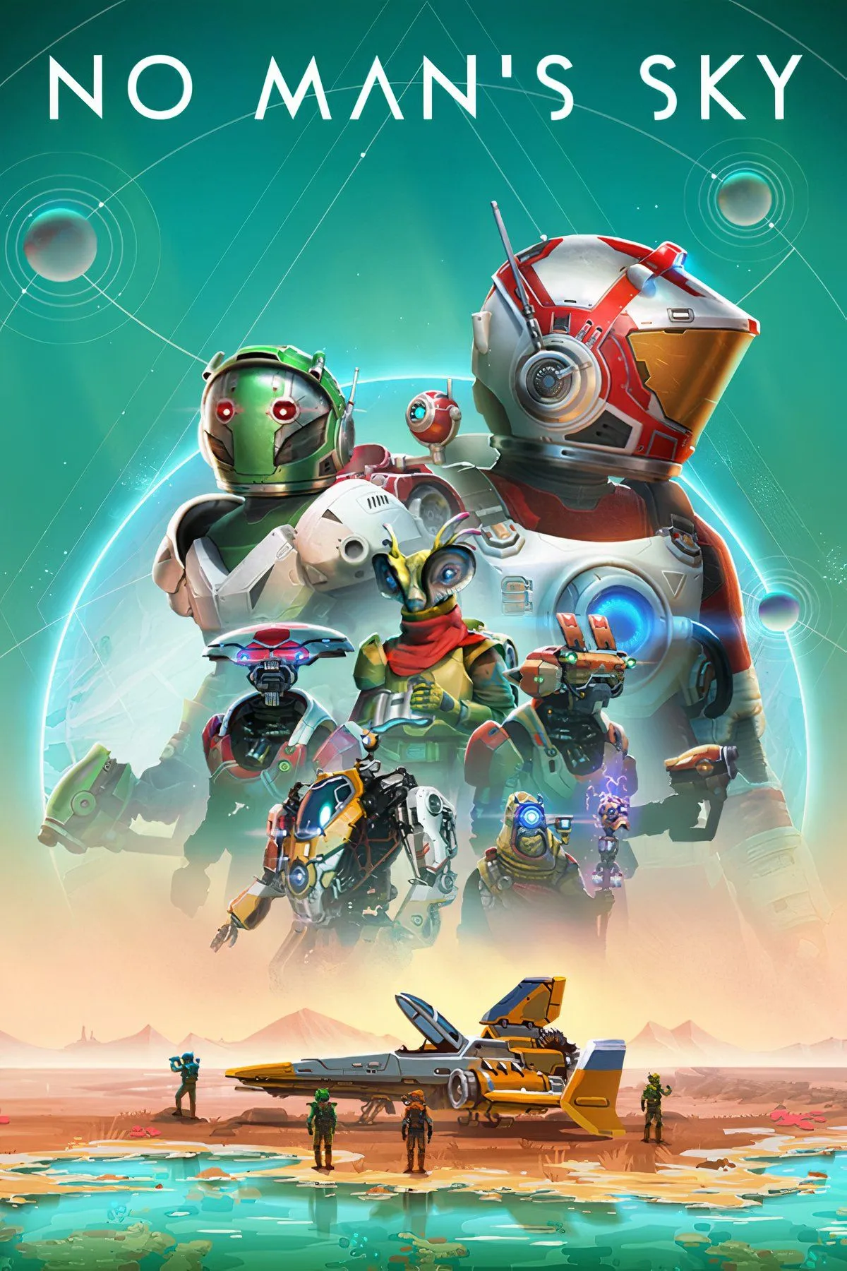 Phi thuyền khám phá đang bay qua một hành tinh ngoài hành tinh trong No Man's Sky