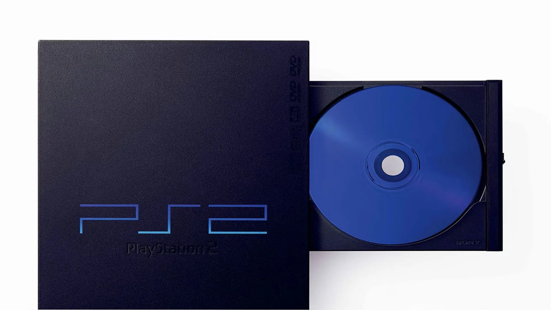 PlayStation 2 với khay đĩa mở, minh họa tính năng đa năng của console