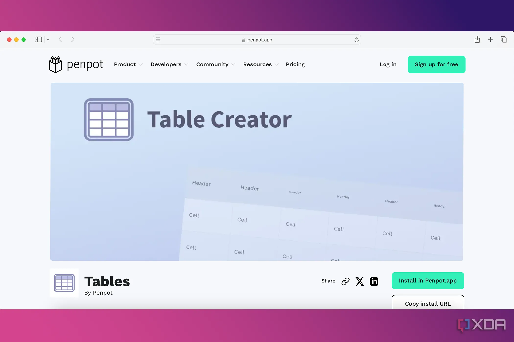 Plugin Tables Penpot