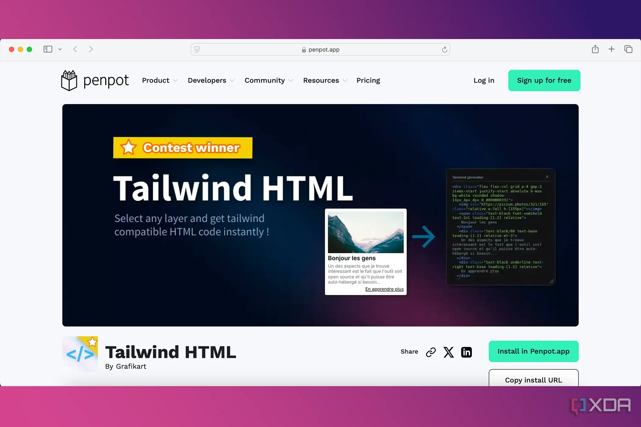 Plugin Tailwind HTML Penpot