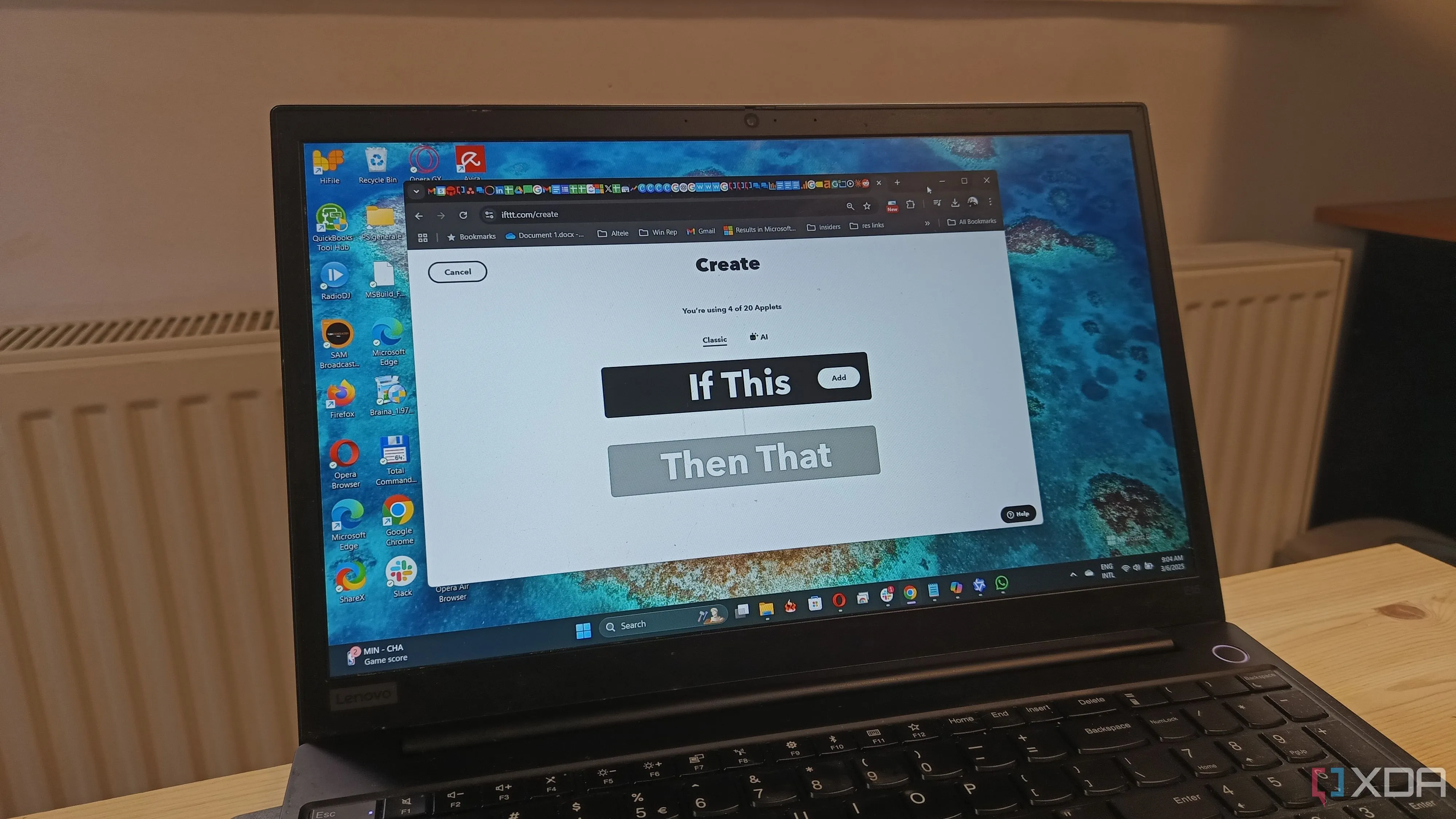 Quá trình tạo một quy trình tự động hóa IFTTT trên màn hình laptop, minh họa việc kết nối các ứng dụng