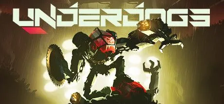 Robot chiến đấu của người chơi trong game Underdogs VR, trong một đấu trường neon tối