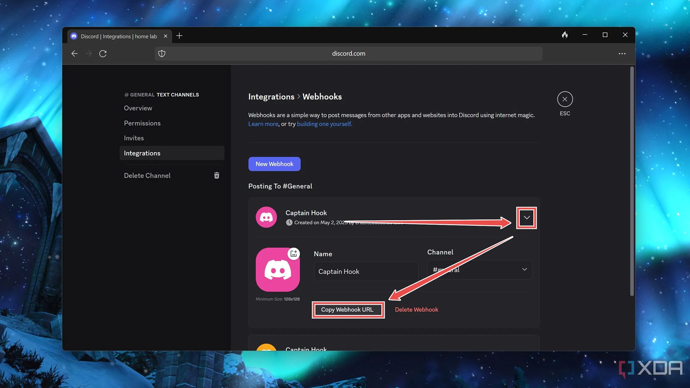 Sao chép URL Webhook Discord đã tạo để sử dụng trong Uptime Kuma