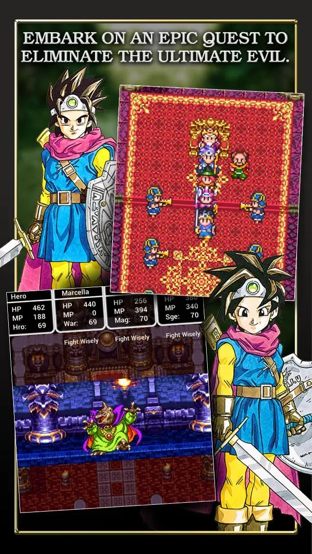 Screenshot cảnh chiến đấu trong Dragon Quest III trên NES