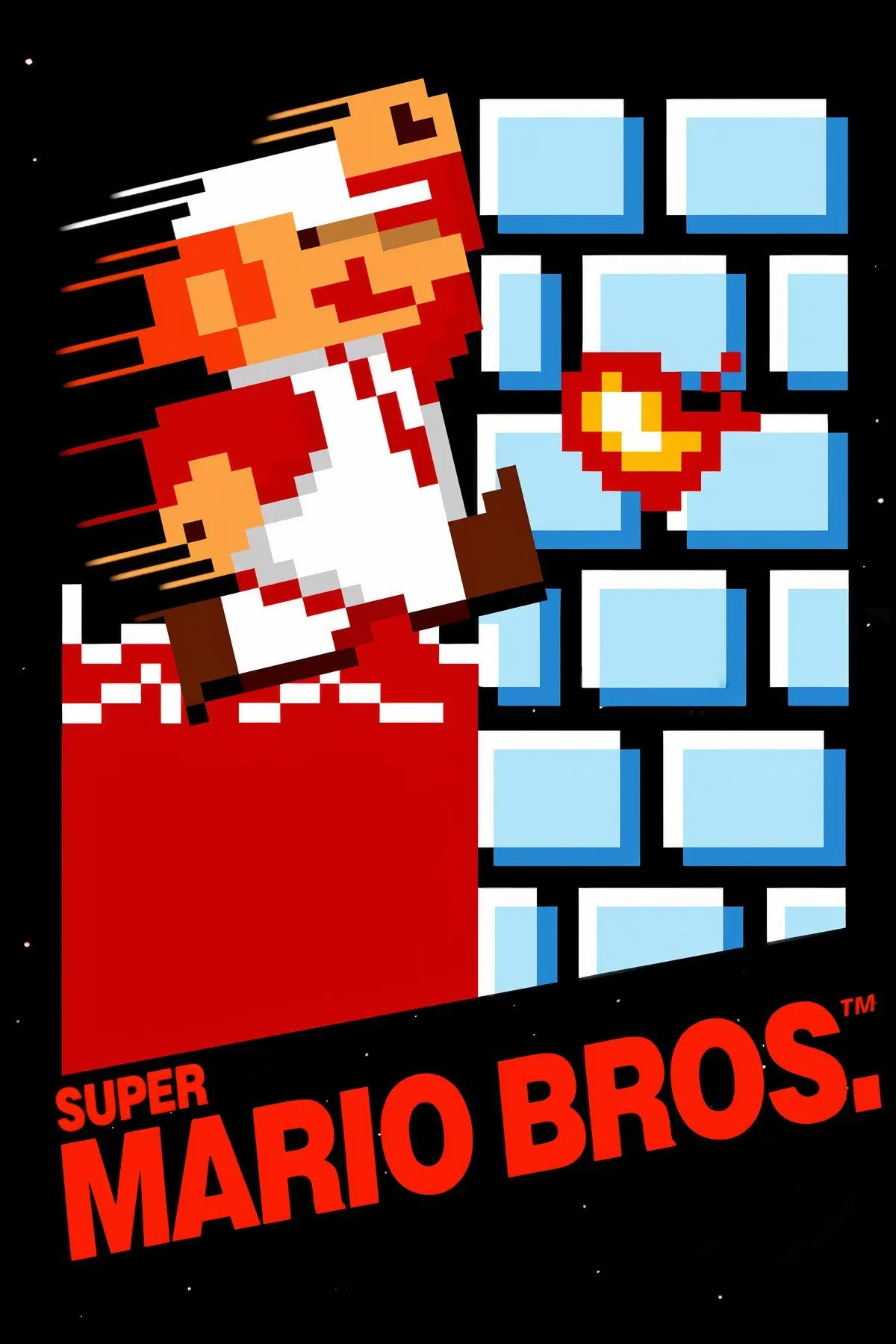 Screenshot trong game Super Mario Bros với Mario chạy qua màn chơi