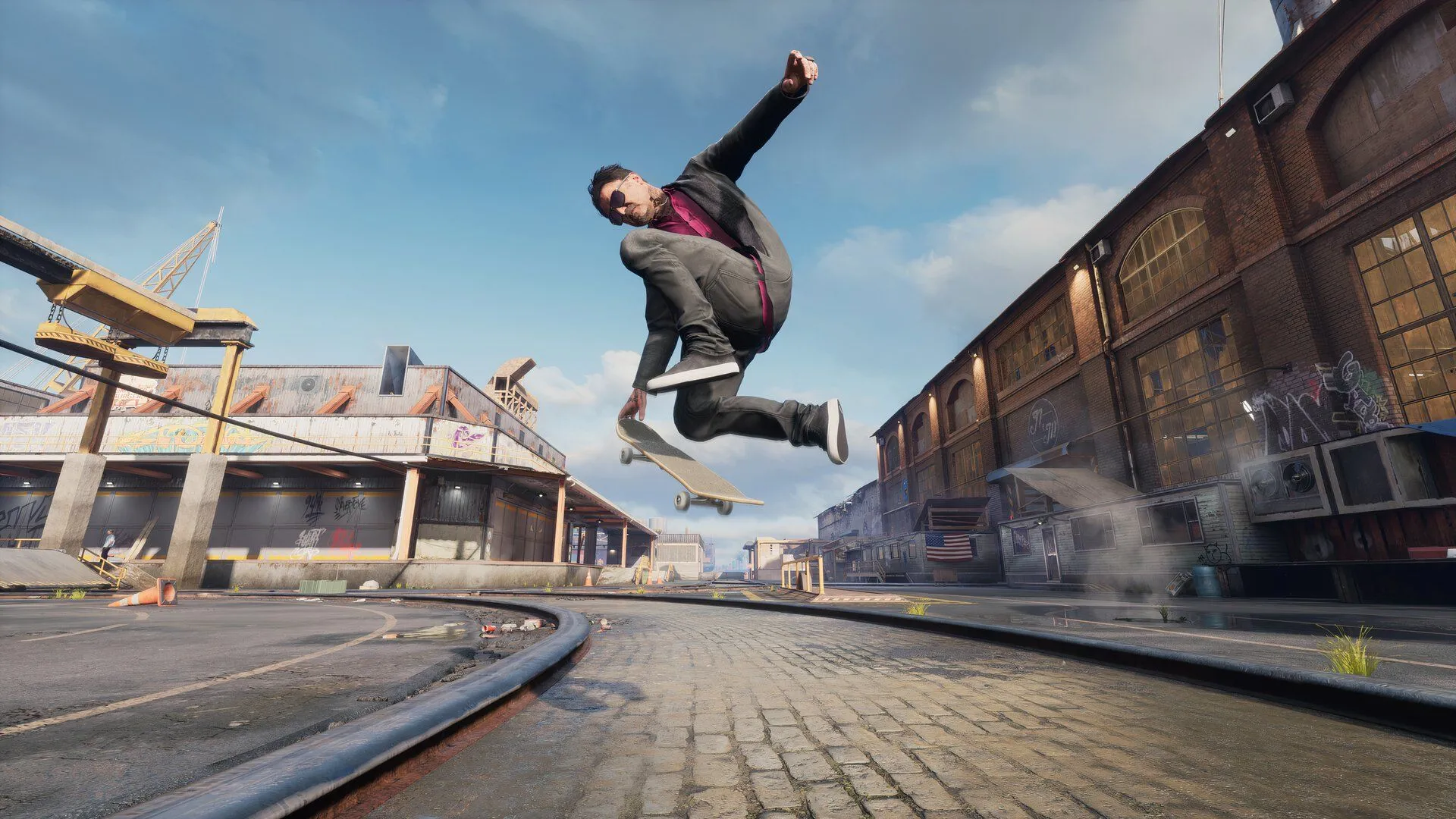 Skater Bam Margera thực hiện trick trong Tony Hawk's Pro Skater 3 + 4, thể hiện dàn nhân vật được cập nhật