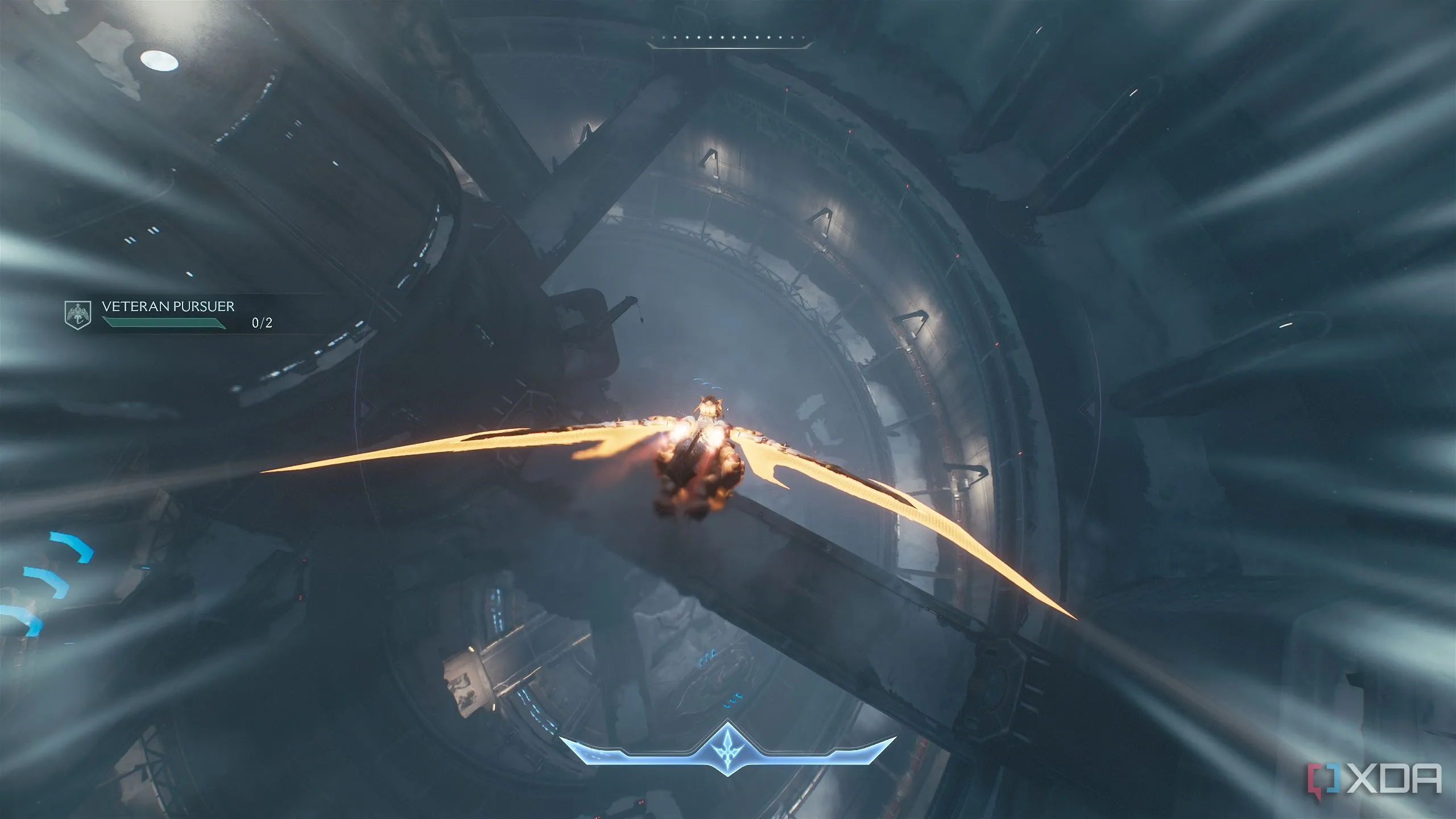 Slayer cưỡi rồng Serrat bay xuống các tầng thấp hơn của khu vực Sentinel trong Chapter 13.