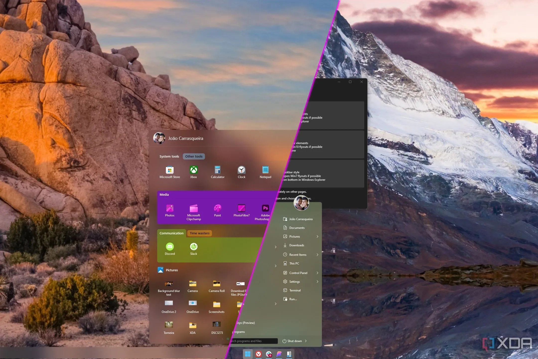 So sánh giao diện Start Menu giữa Start11 và StartAllBack trên Windows 11