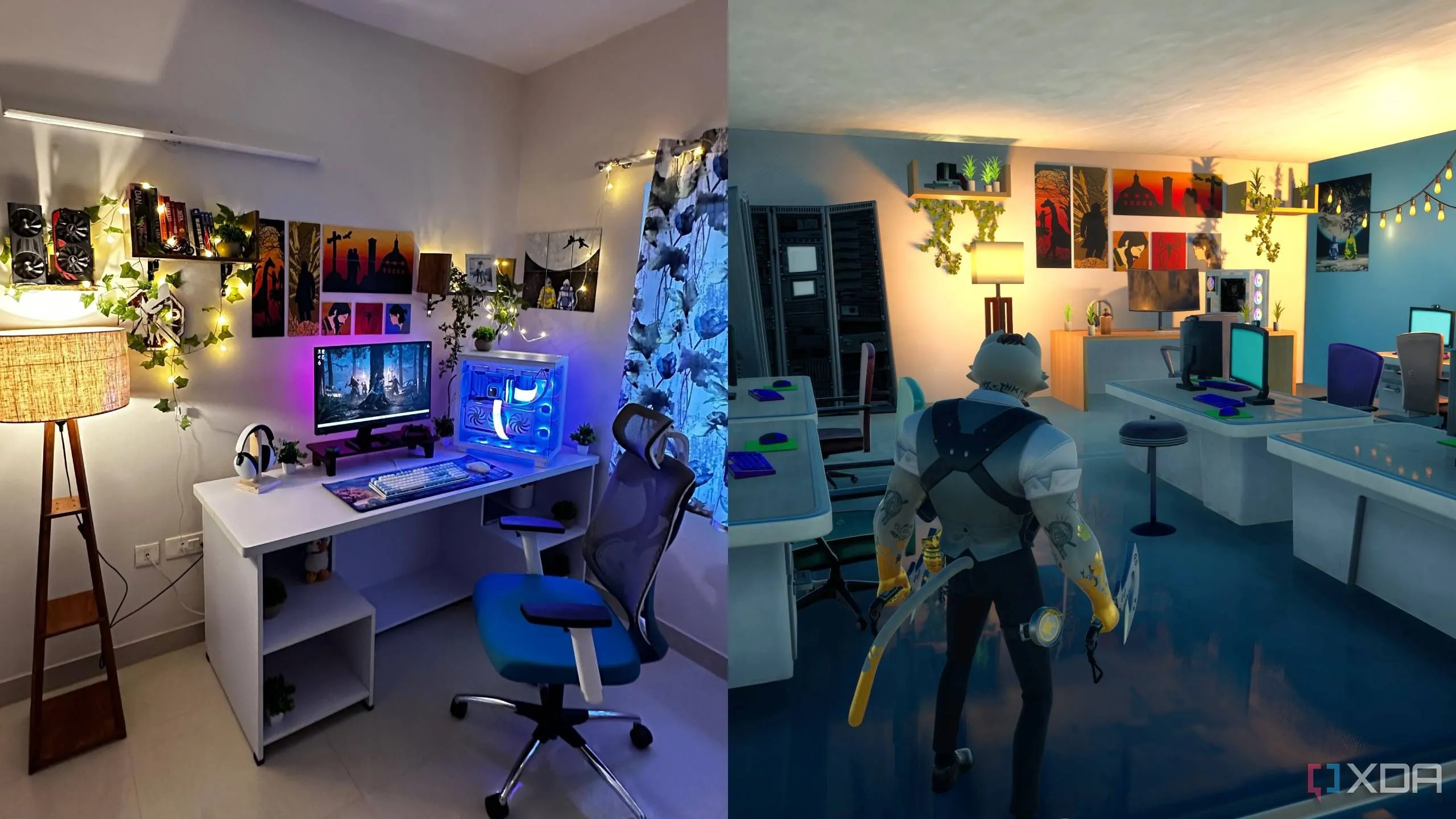 So sánh góc làm việc PC cá nhân trong thực tế và được tái hiện chi tiết trong bản đồ Fortnite Creative