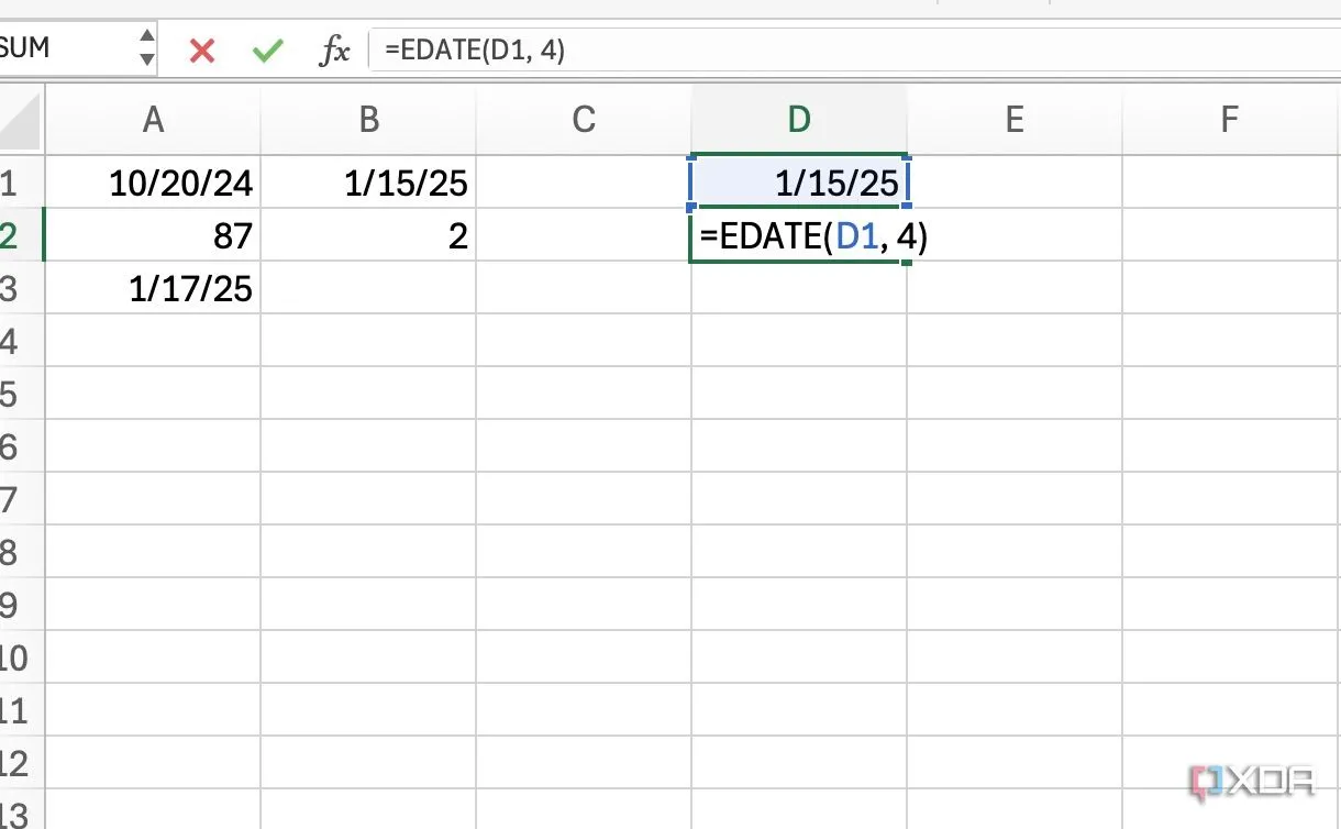 Sử dụng hàm EDATE trong Excel để tính toán ngày tháng tự động và tránh lỗi ghi đè công thức
