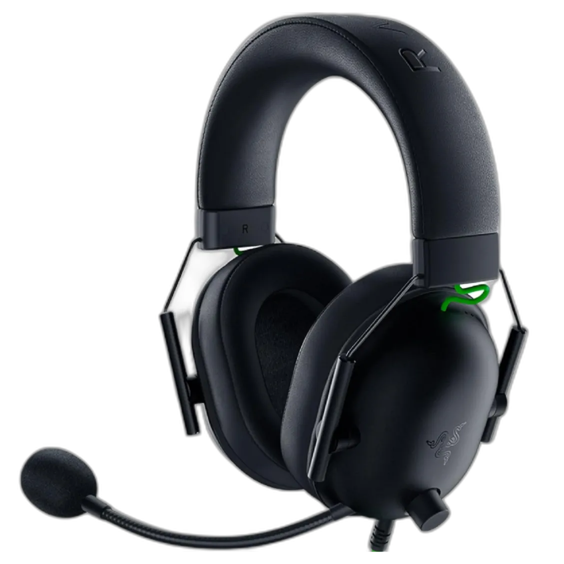 Tai nghe gaming Razer BlackShark V2 màu đen với thiết kế ôm tai, micro có thể tháo rời, tập trung vào âm thanh vòm sống động.