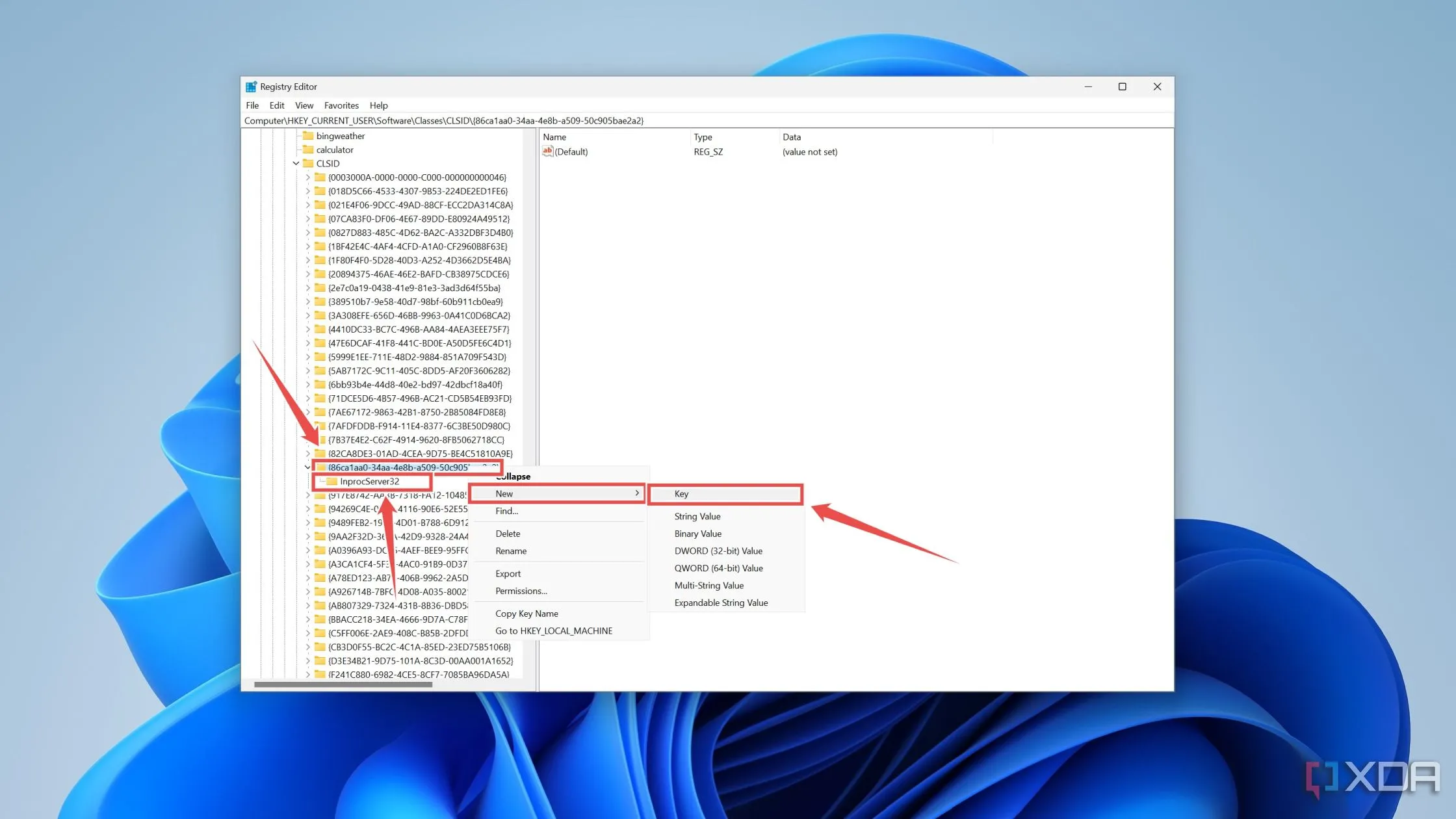 Tạo khóa con InprocServer32 trong Registry Editor để khôi phục menu ngữ cảnh