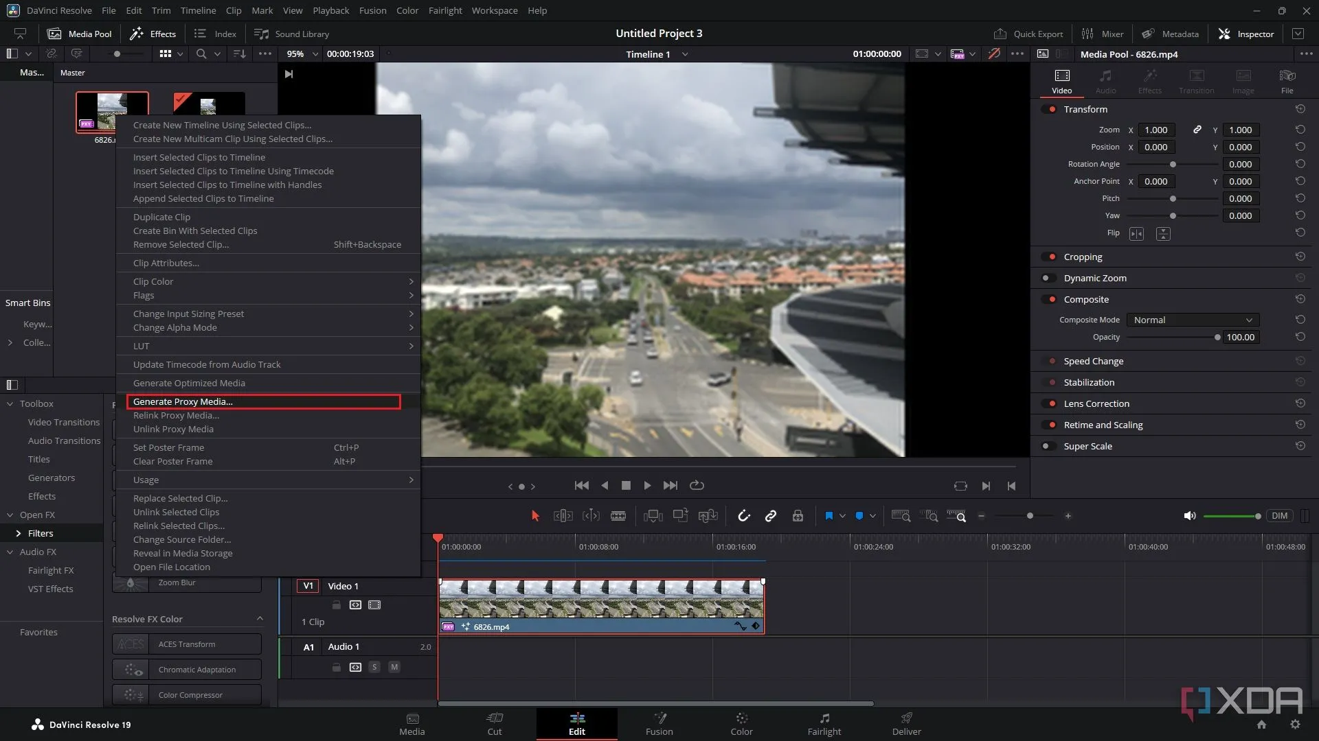 Tạo tệp proxy media trong DaVinci Resolve