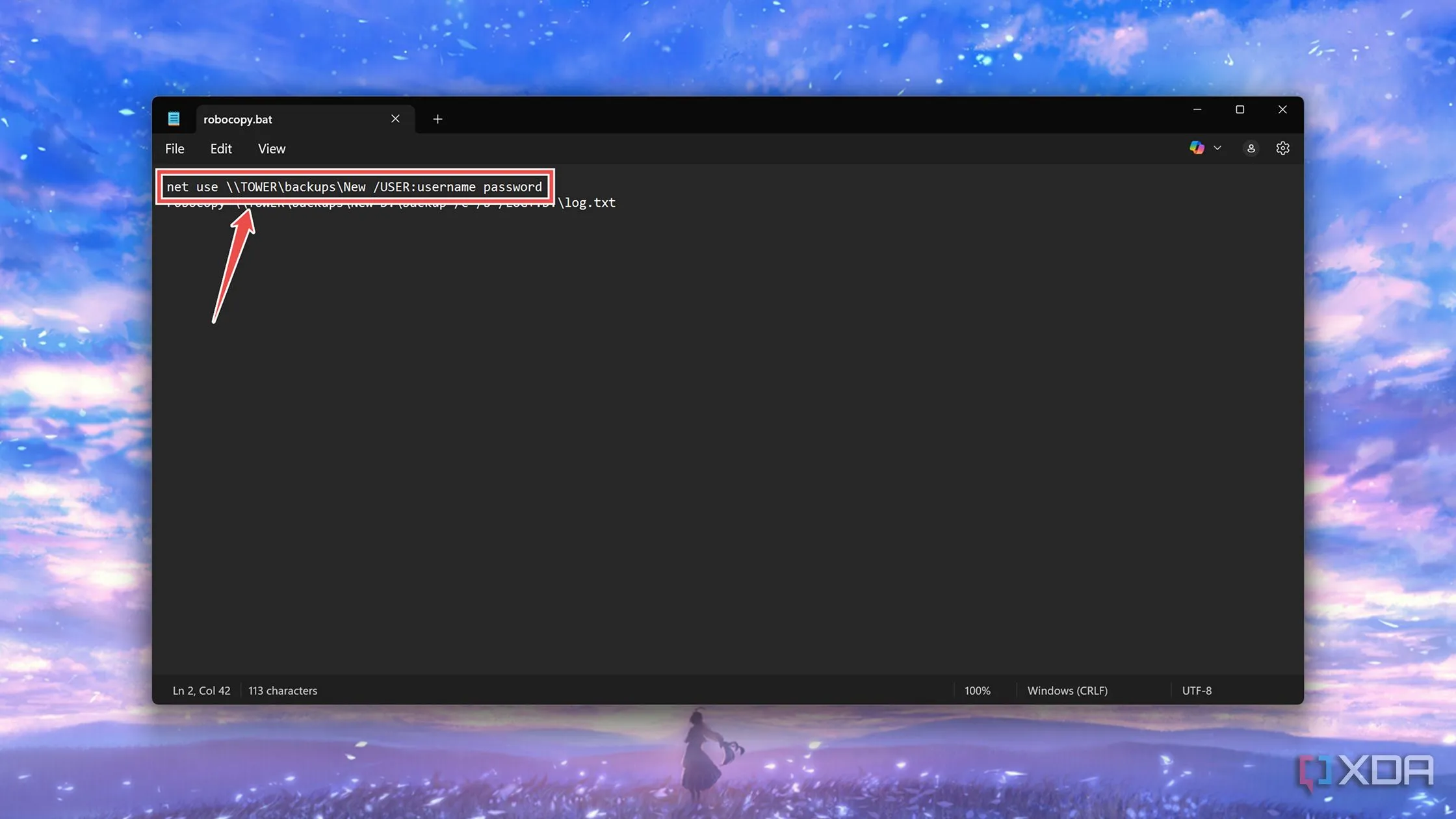 Thêm lệnh net use vào script Robocopy để kết nối thư mục chia sẻ