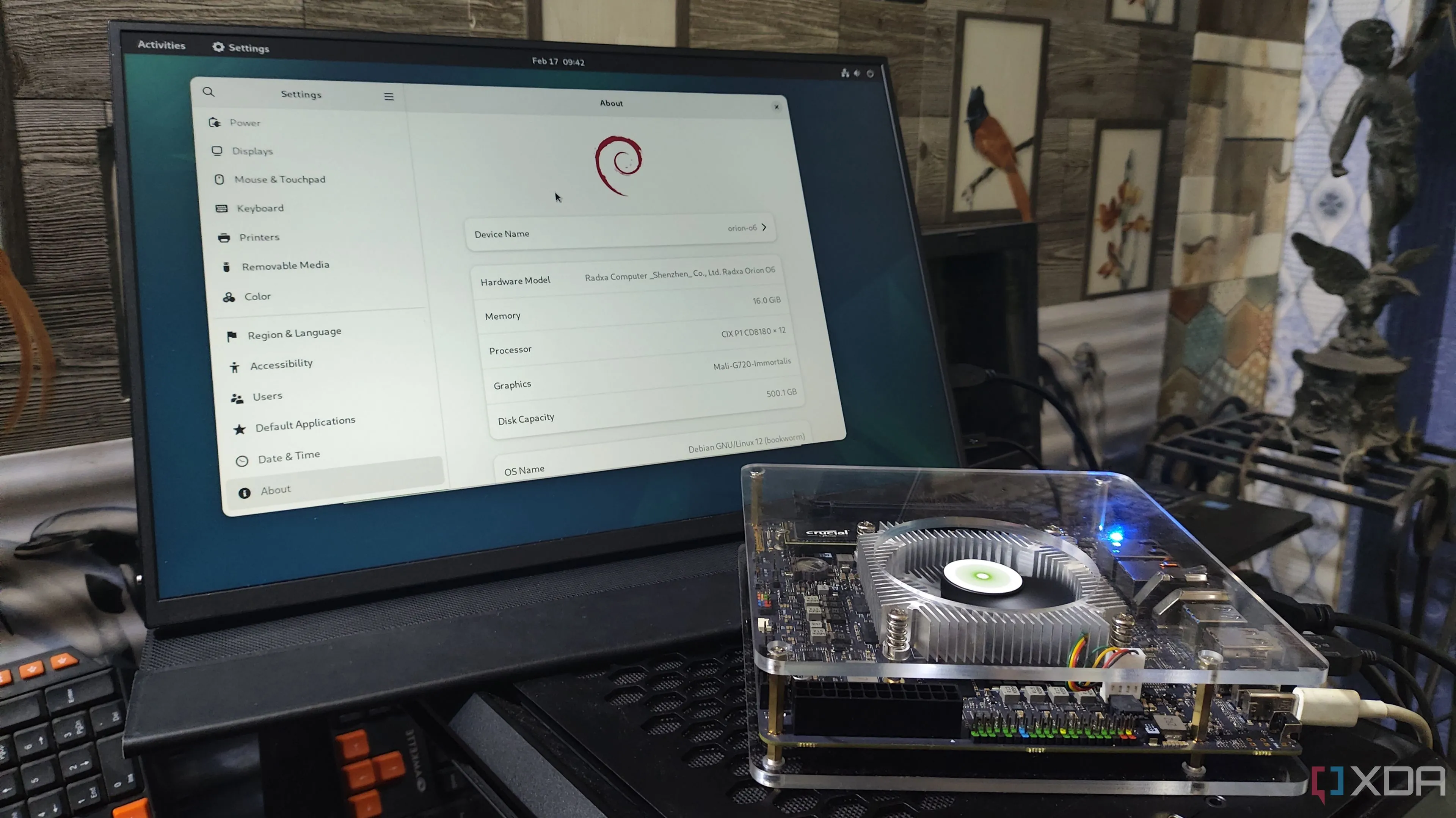 Thông tin hệ thống trên Radxa Orion O6 chạy Ubuntu, thể hiện khả năng kiểm soát toàn diện cho home server.