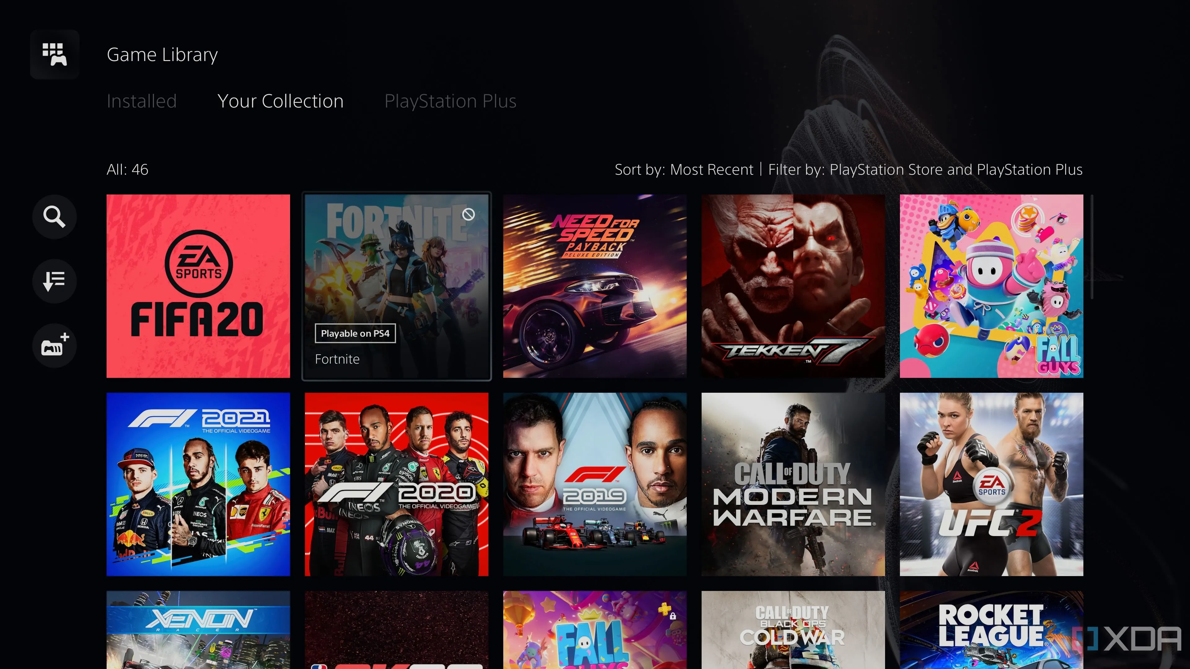 Thư viện game kỹ thuật số trên PlayStation 5, thể hiện sự tiện lợi của game số.