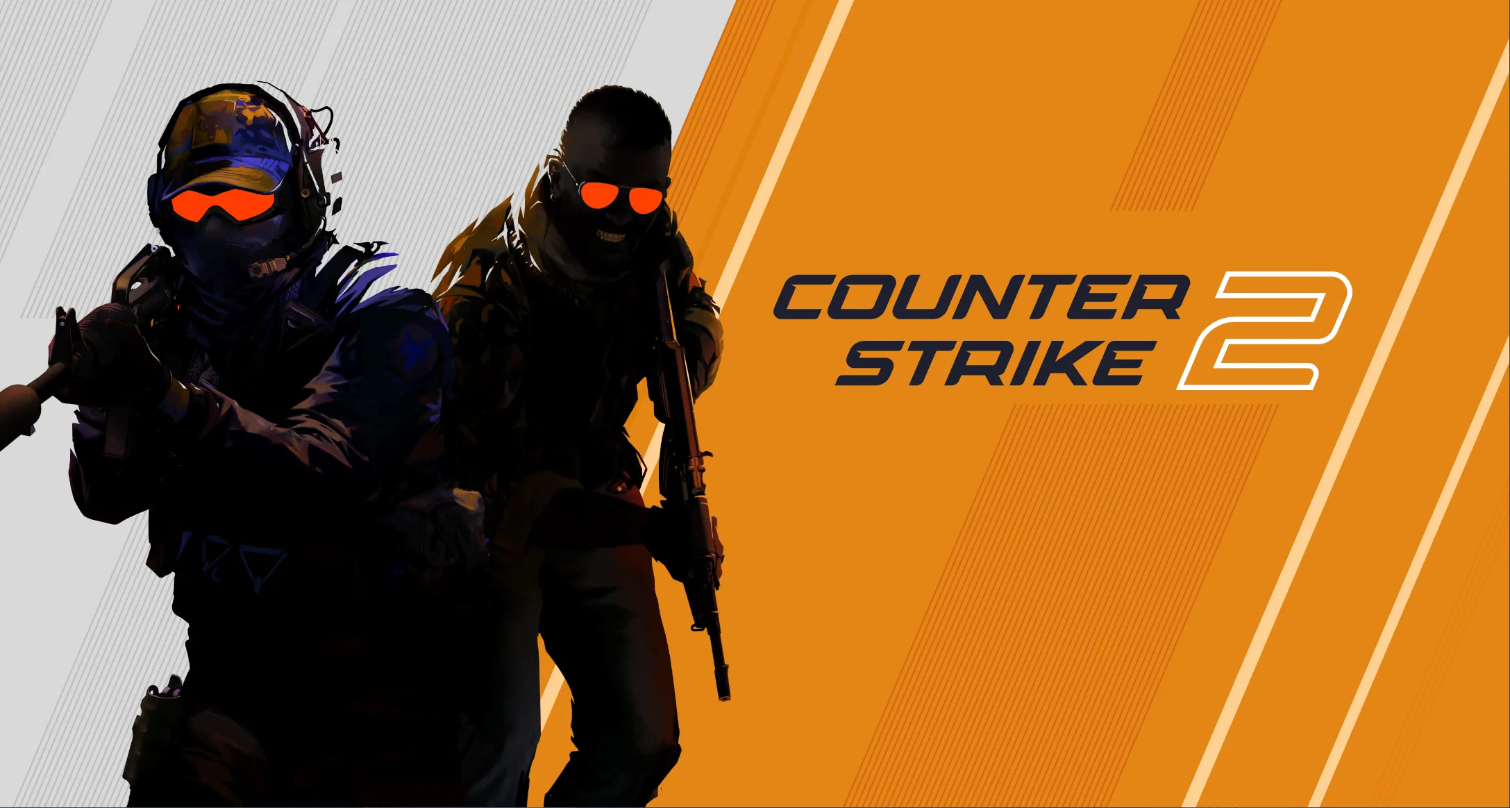 Tiêu đề Counter-Strike 2 với hình ảnh đại diện của phe Khủng bố (T) và Chống khủng bố (CT), biểu tượng cho lối chơi đối kháng kinh điển của game.