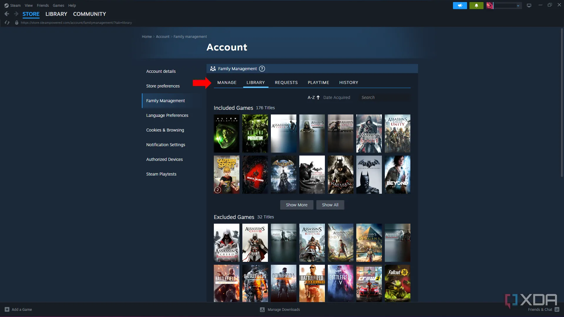 Tính năng chia sẻ thư viện game Steam Family Sharing giúp bạn chia sẻ game với bạn bè và gia đình